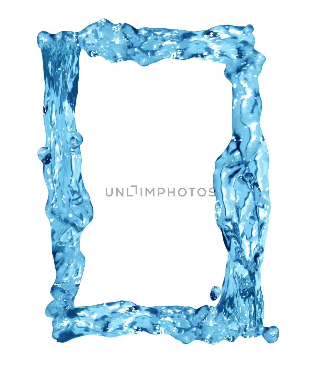 Frame for your images made from splashing water isolated on white with clipping path