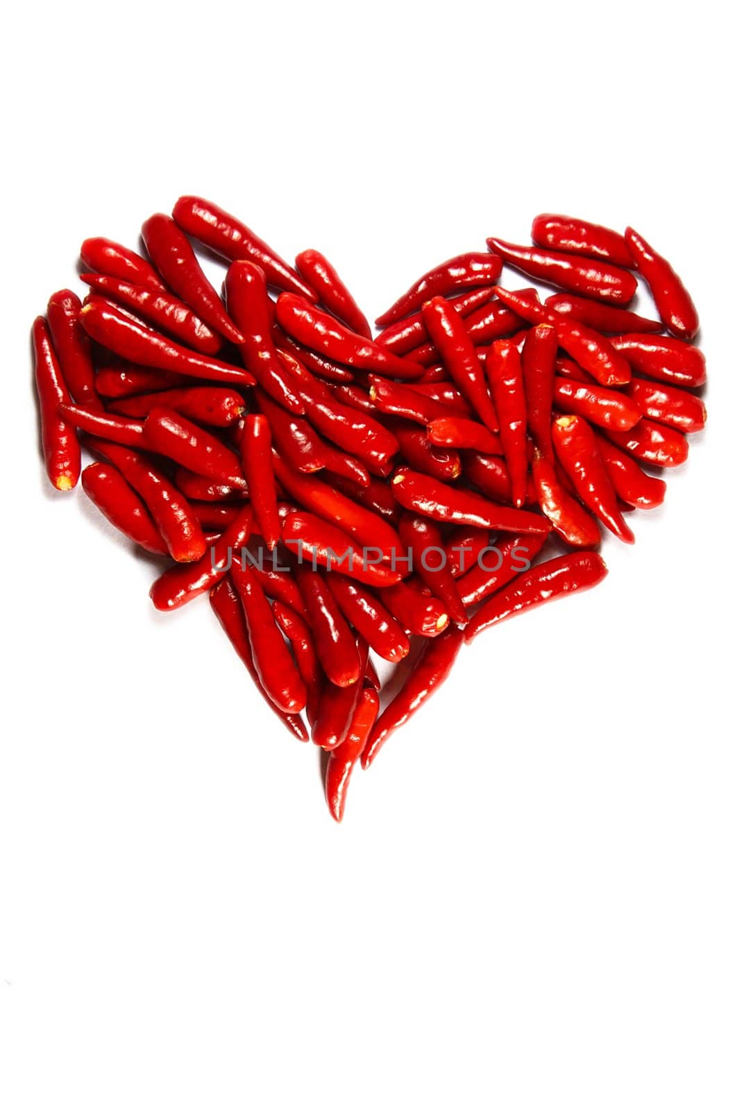 Symbol of love -Spicy chili hart isolated on white