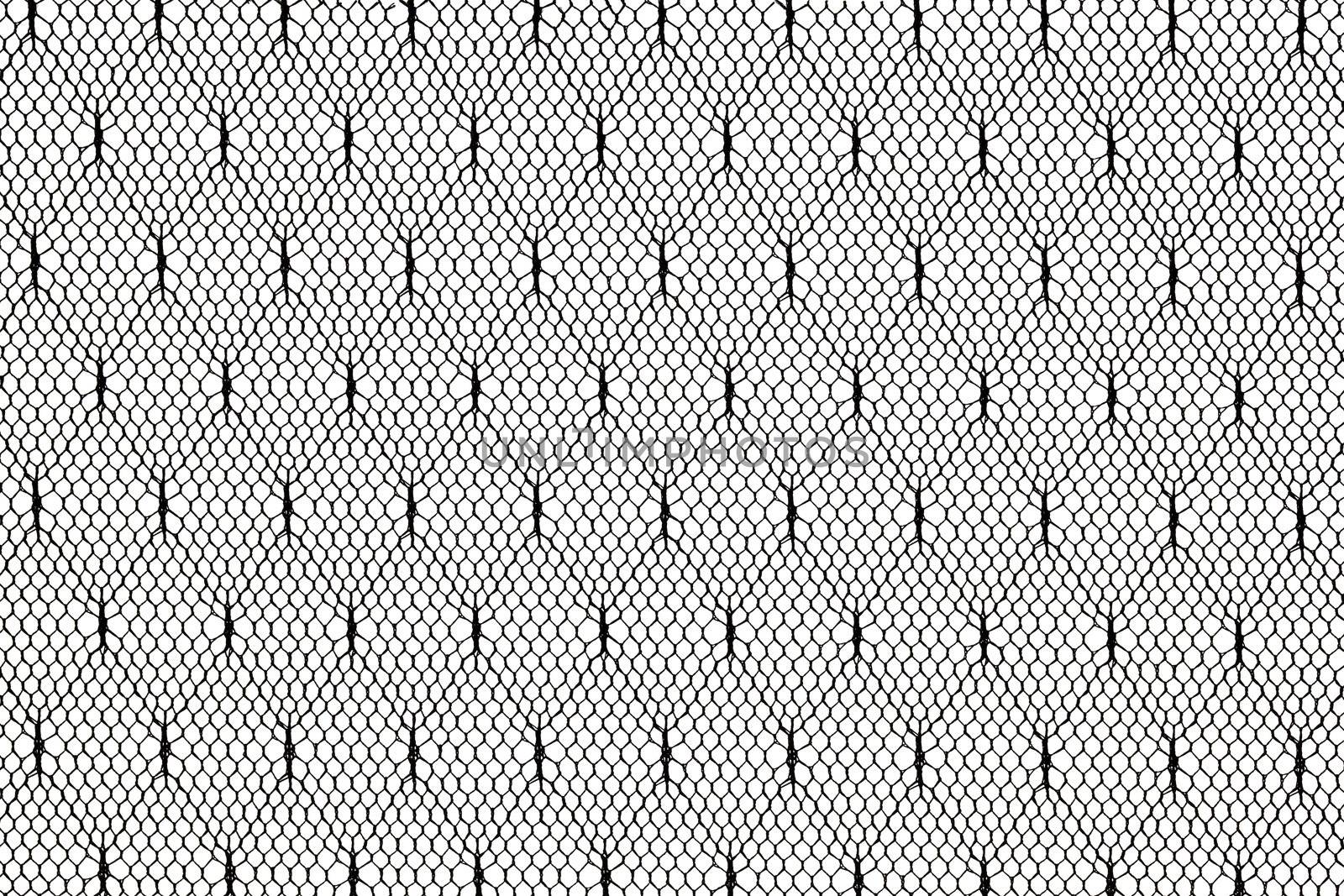 pattern of black lace fabric against white background