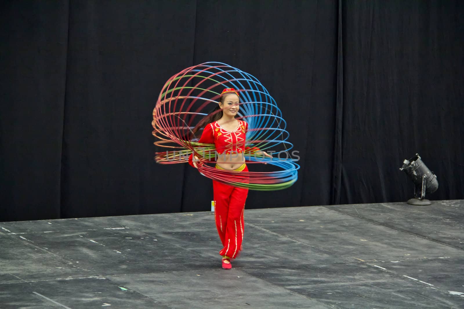 A young chinese girl performing at the Chinese Acrobat show