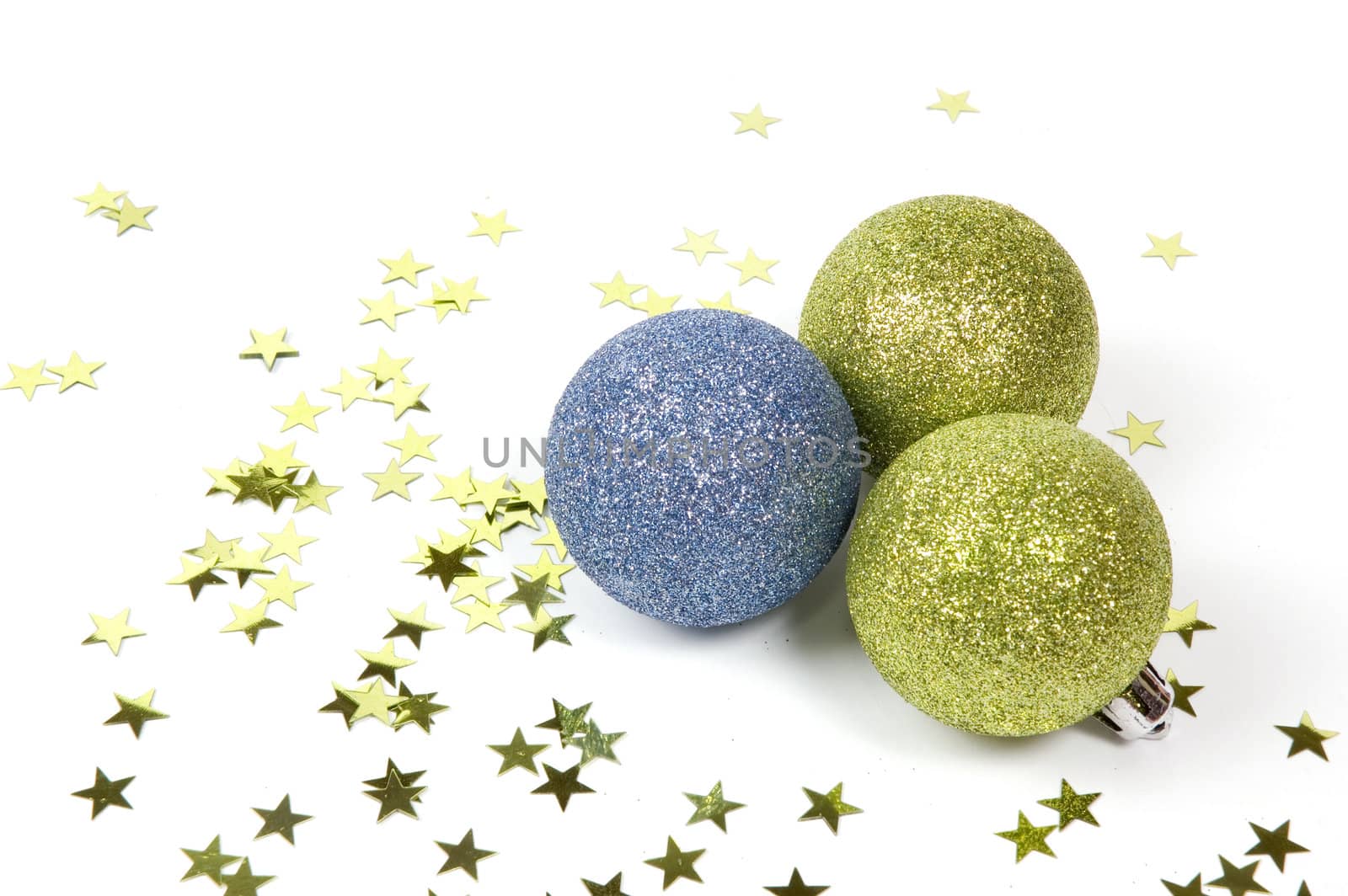 Three christmas balls isolated on white background  by ladyminnie