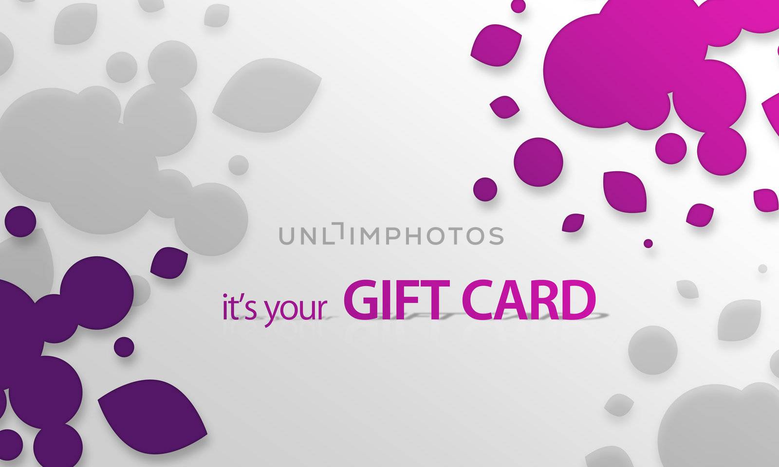 High resolution gift card graphic with pink purple elements ready to print.