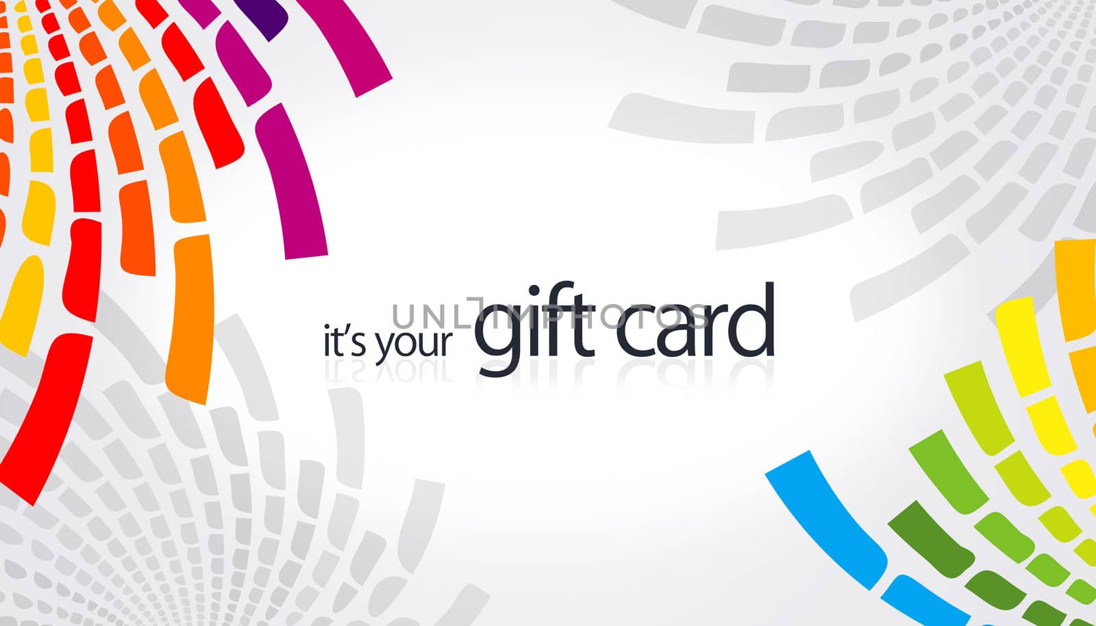 high resolution gift card with rainbow color elements.