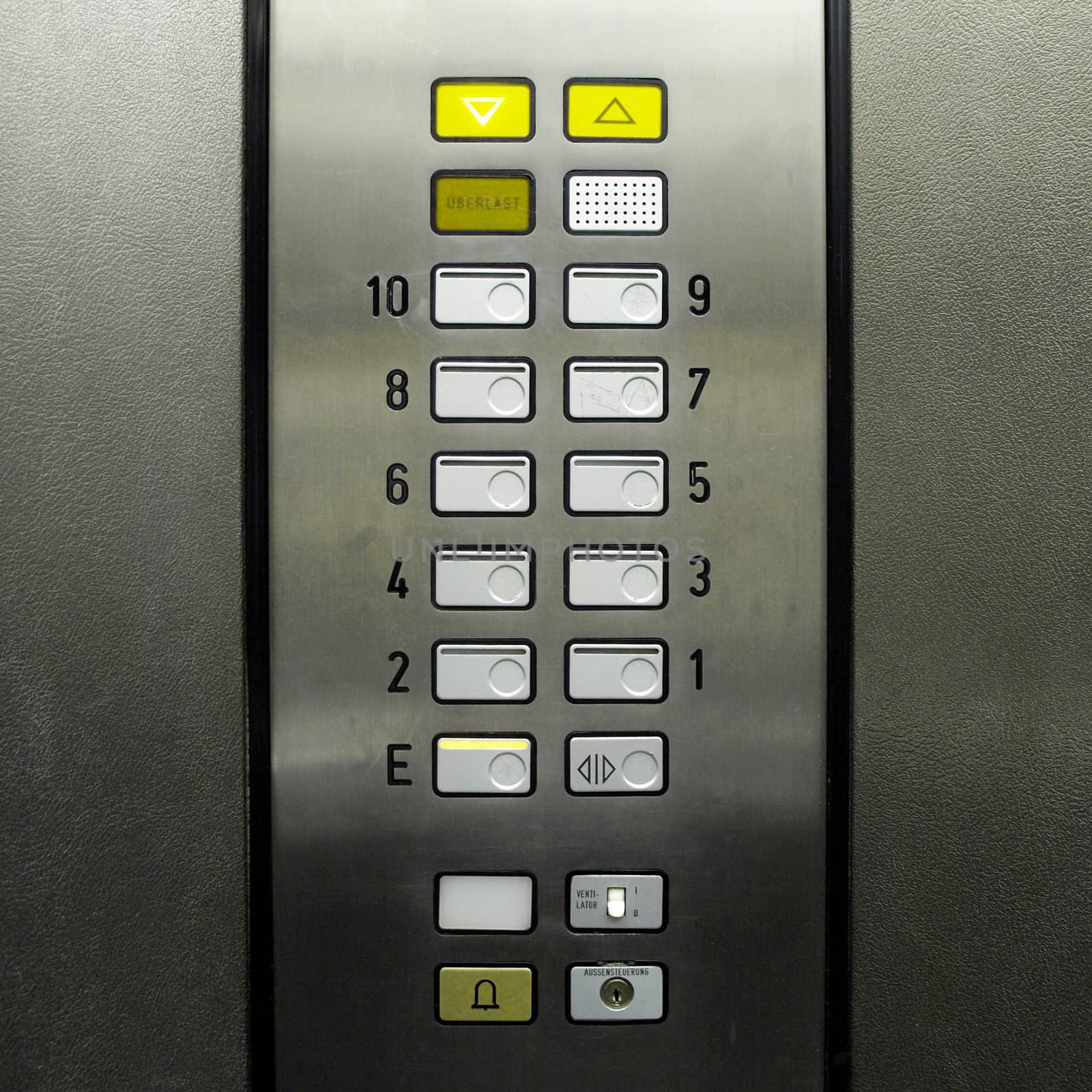 Detail of lift or elevator key pad
