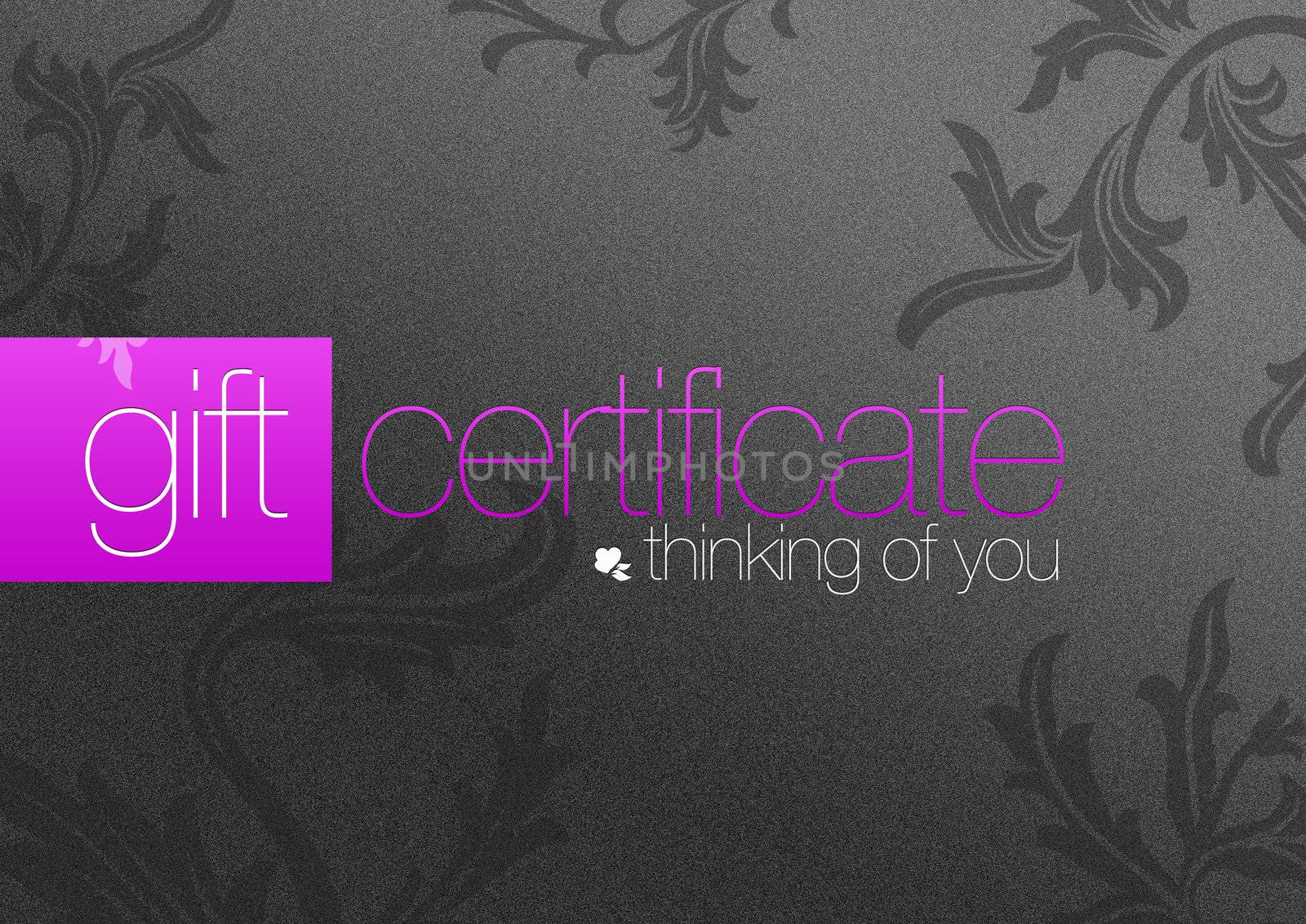 Gift Certificate with floral ornaments.