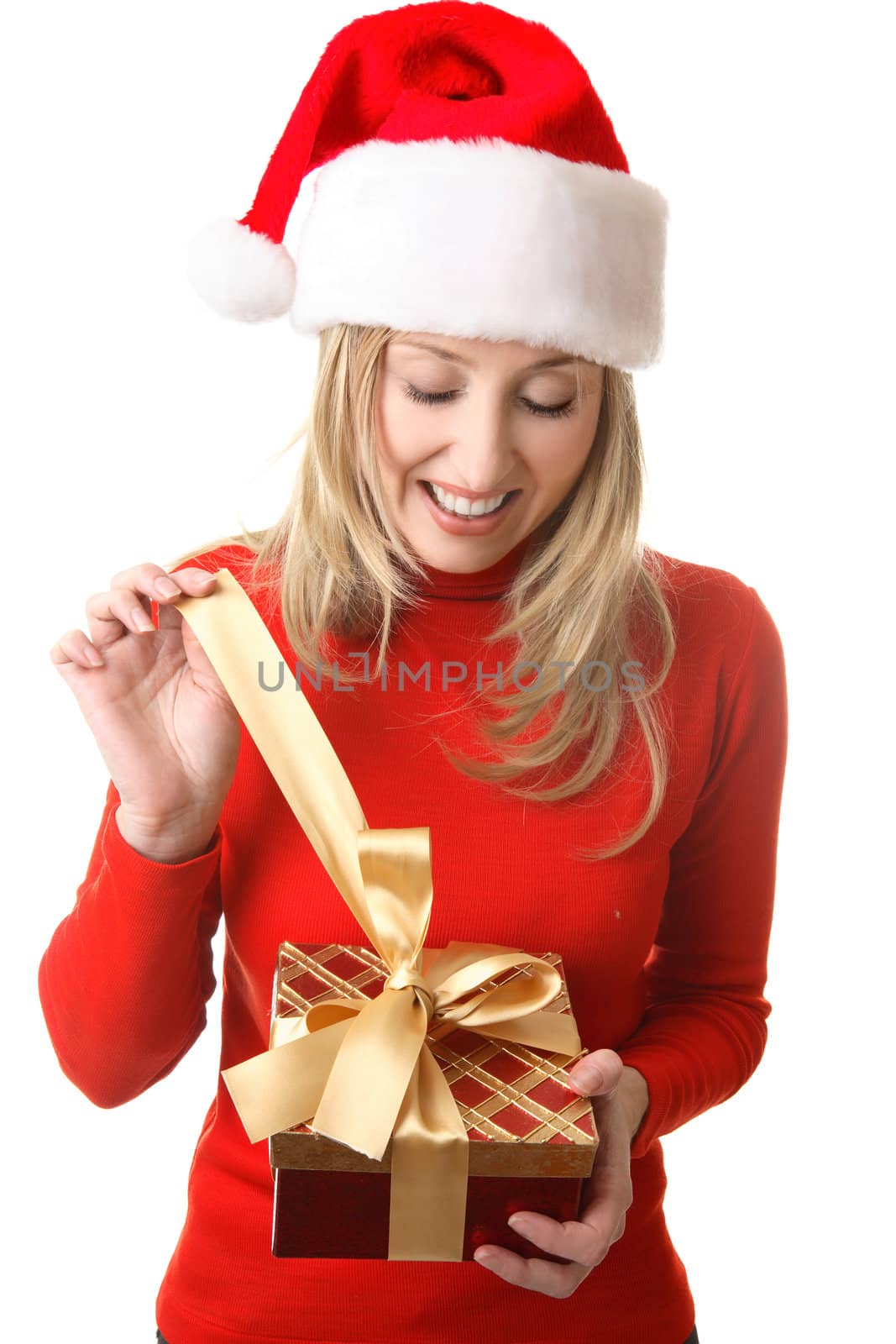 Female opening a present by lovleah