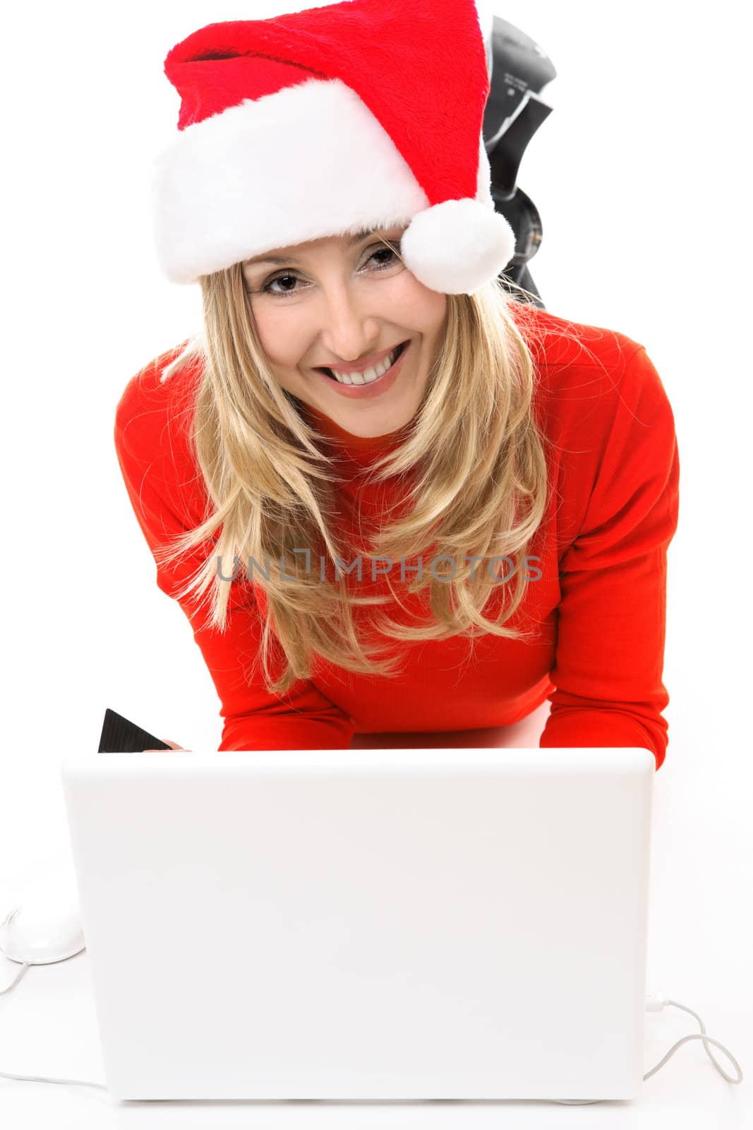 Christmas girl at laptop by lovleah