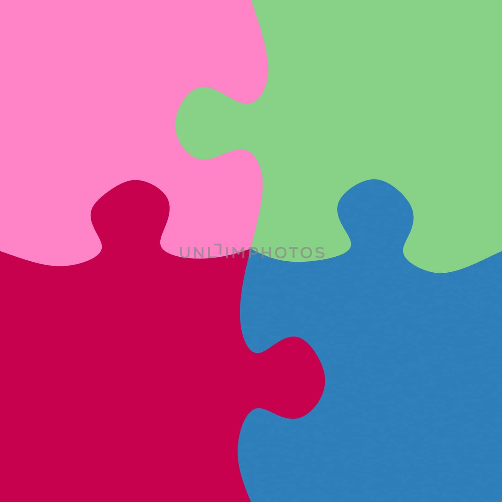 texture of our large puzzle parts in pink, green, red and blue 