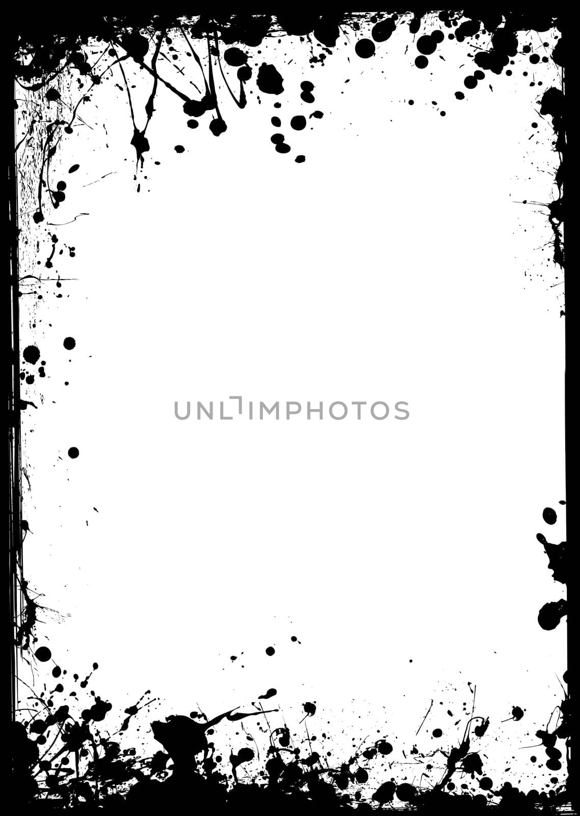 Black ink border with white center and ink splat