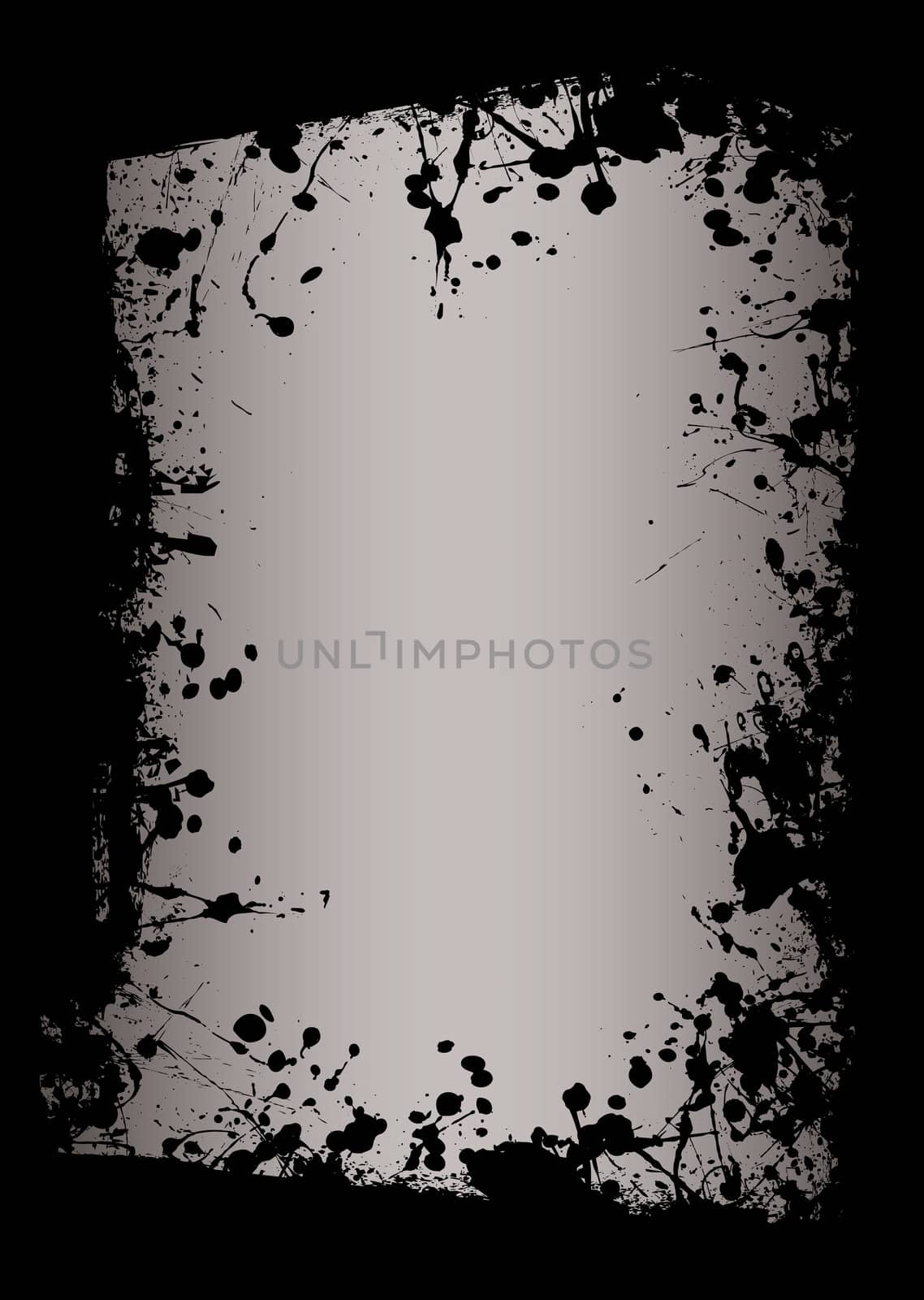 grunge ink splat border with grey highlighted background