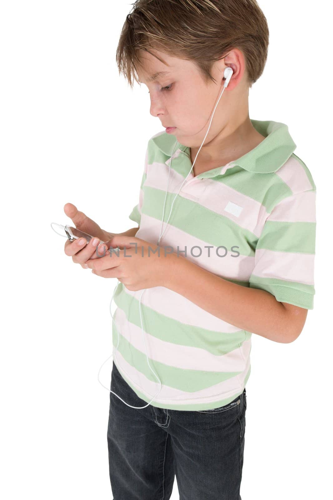 Child using an mp3 music player by lovleah
