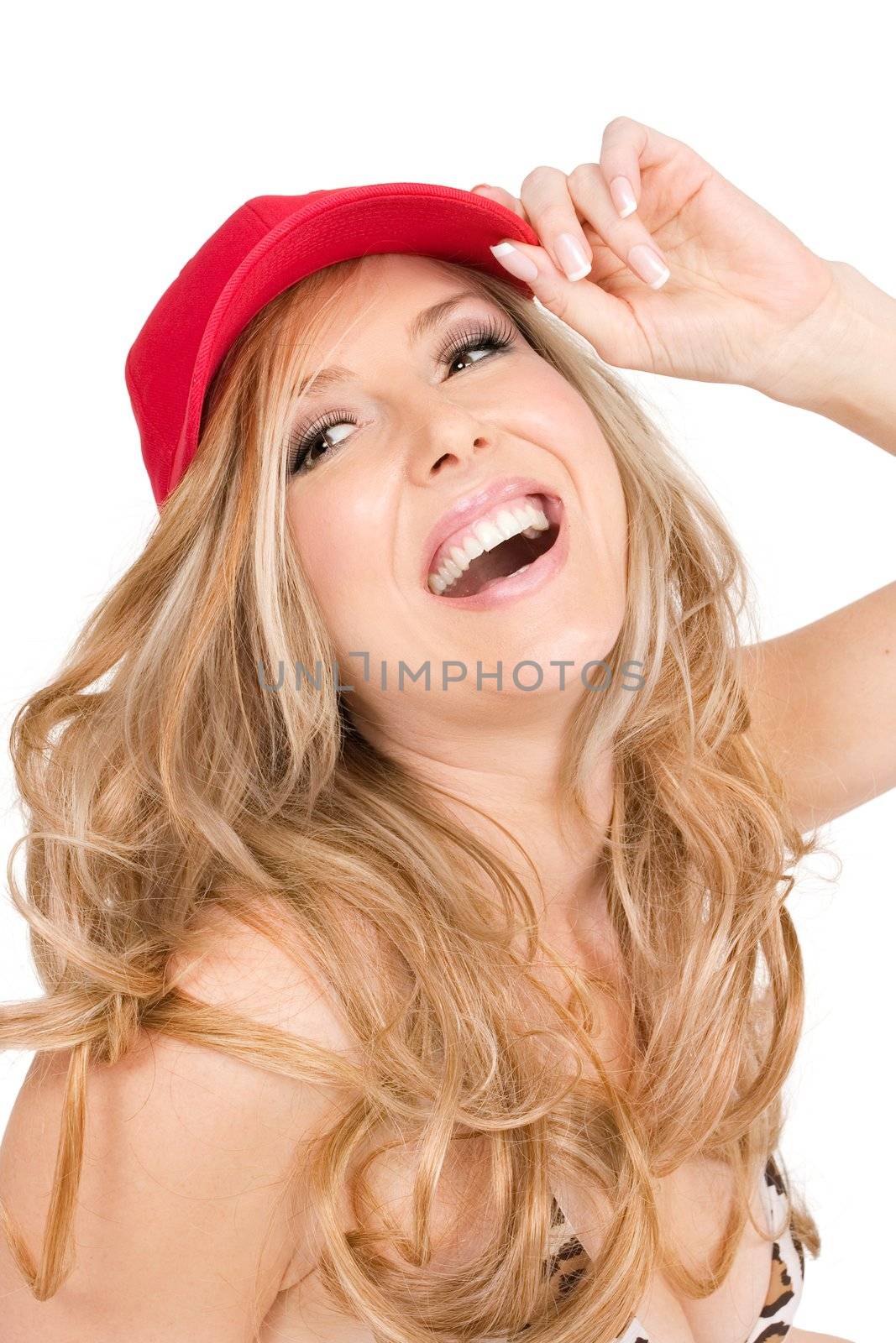 A woman laughing and enjoying herself