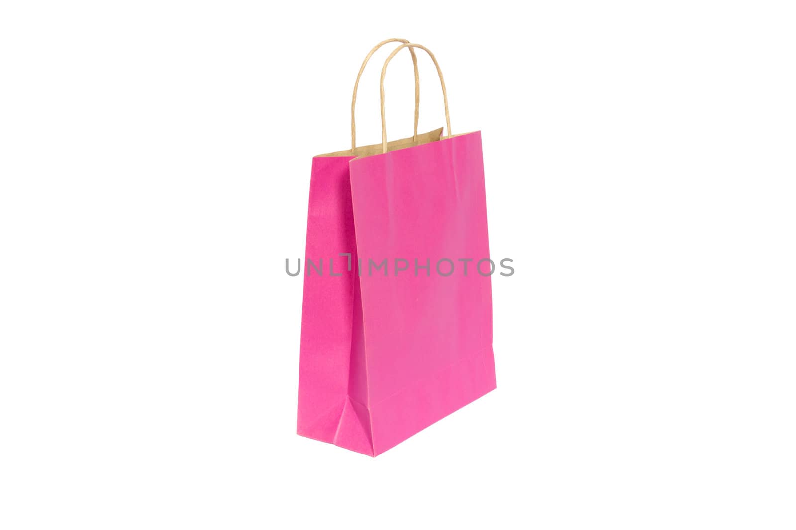 Pink paper bag ready for shopping, isolated on white background  by lavoview