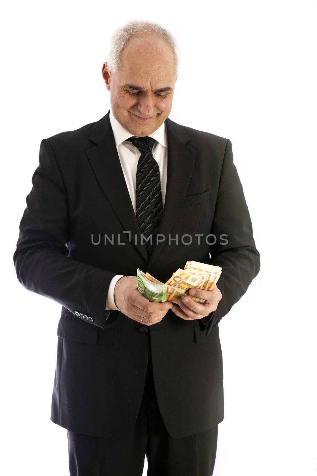 Man in the suit include money and smiles