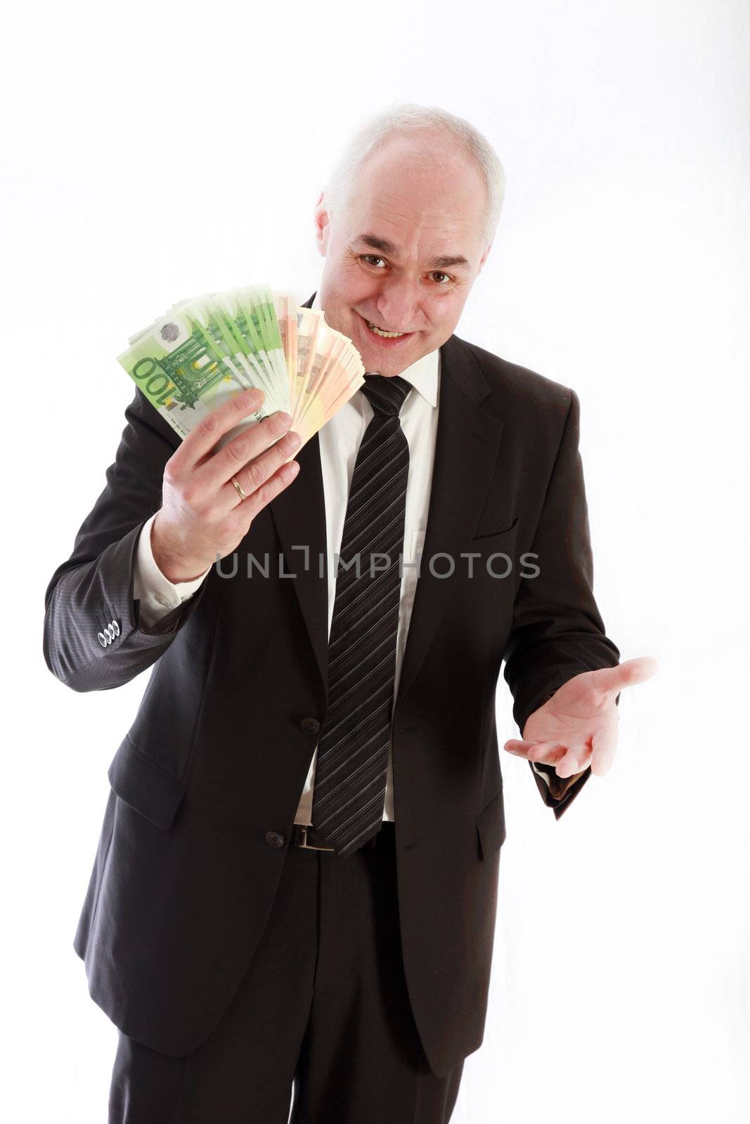 Friendly man with euro notes in his hand  by Farina6000