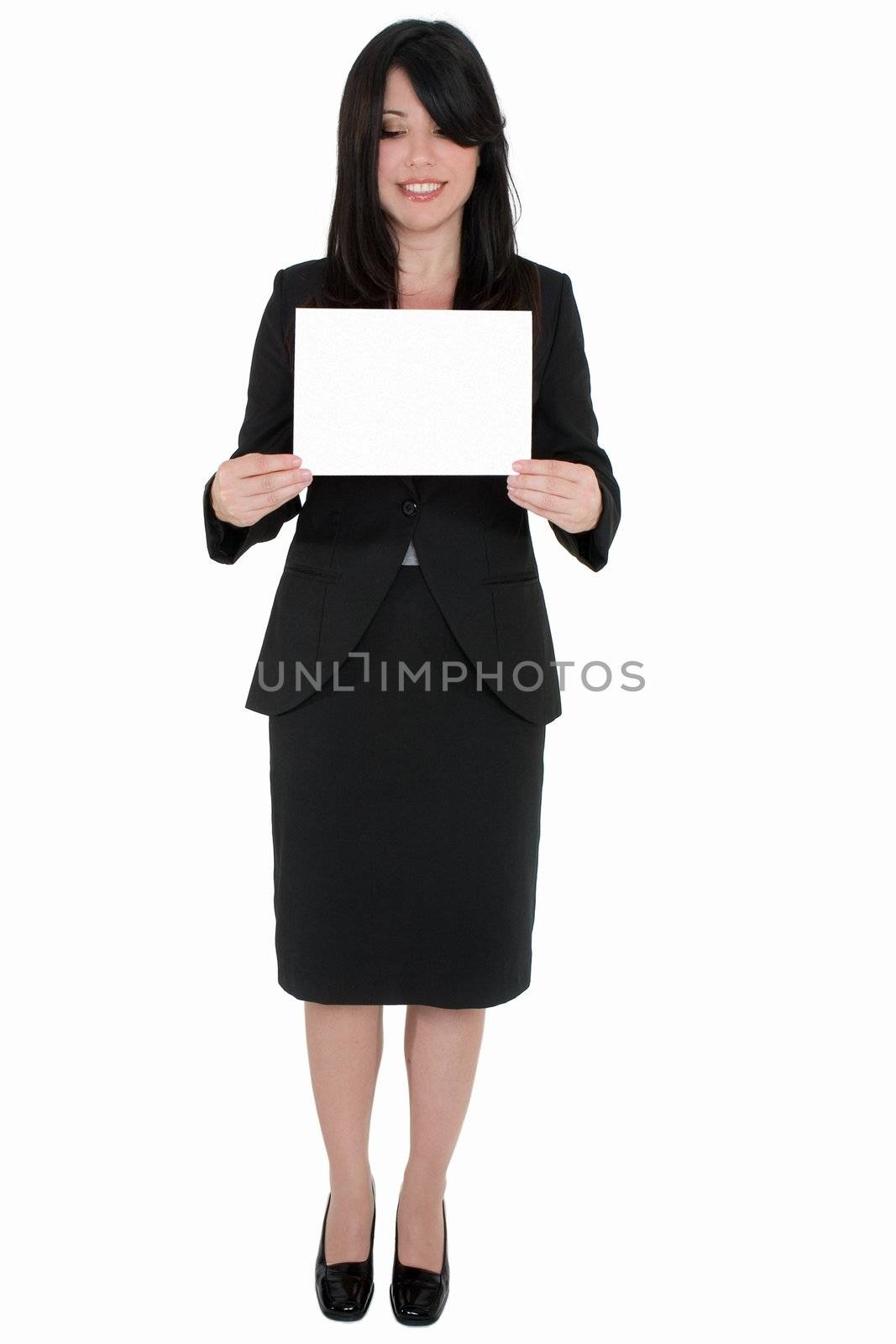 Woman with blank sign by lovleah