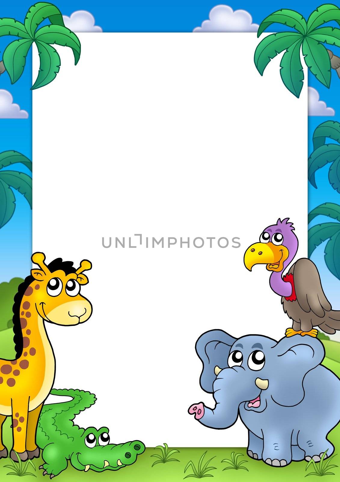 African frame with animals 1 - color illustration.