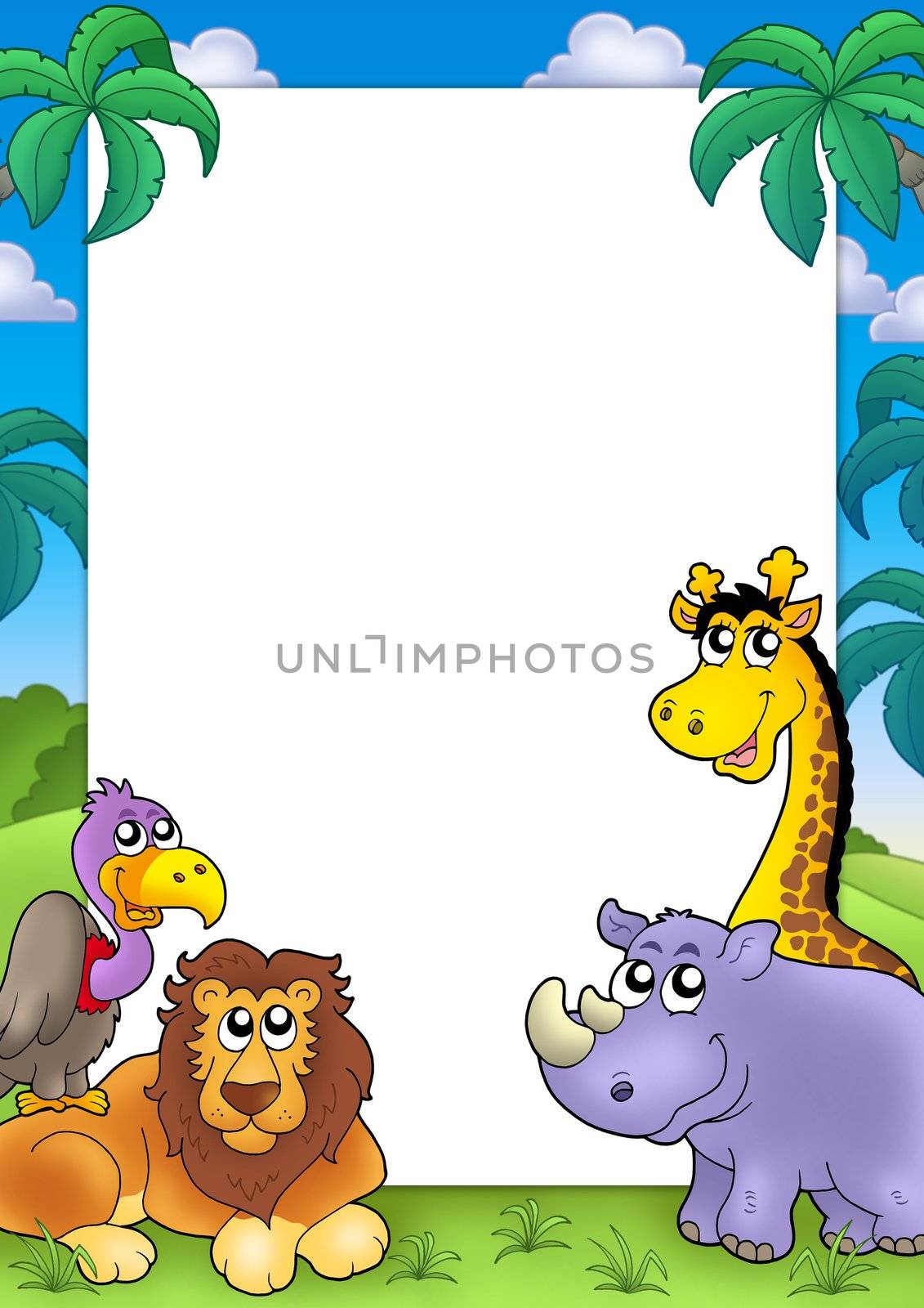 African frame with animals 3 - color illustration.