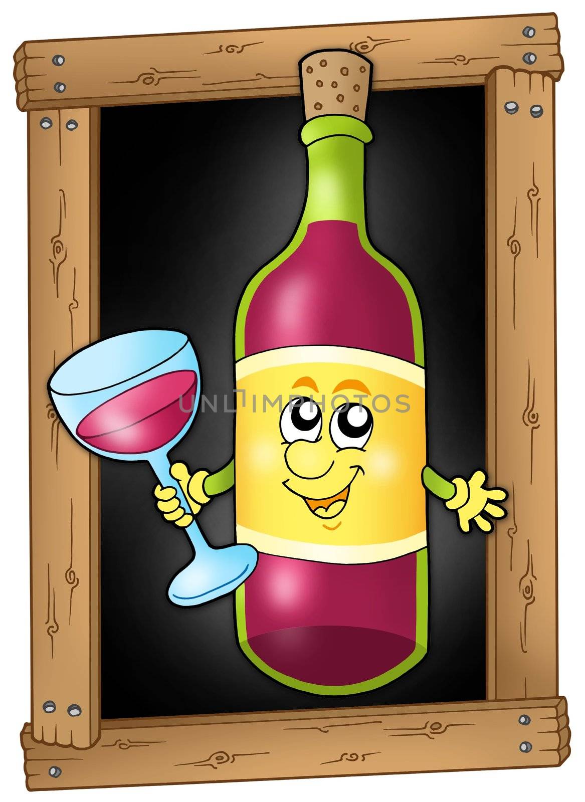 Cartoon wine on blackboard by clairev