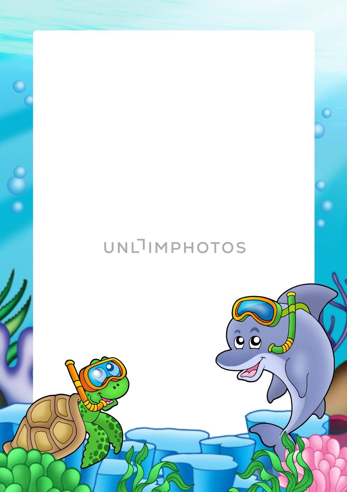 Frame with turtle and dolphin by clairev