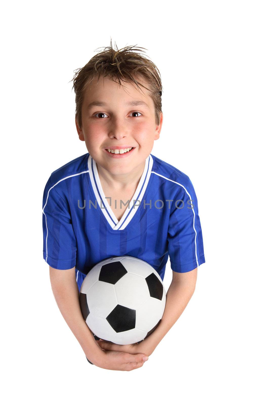 Boy holding soccer ball by lovleah