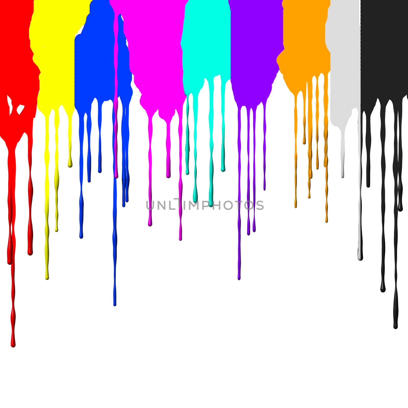 The flow of paint on a white background