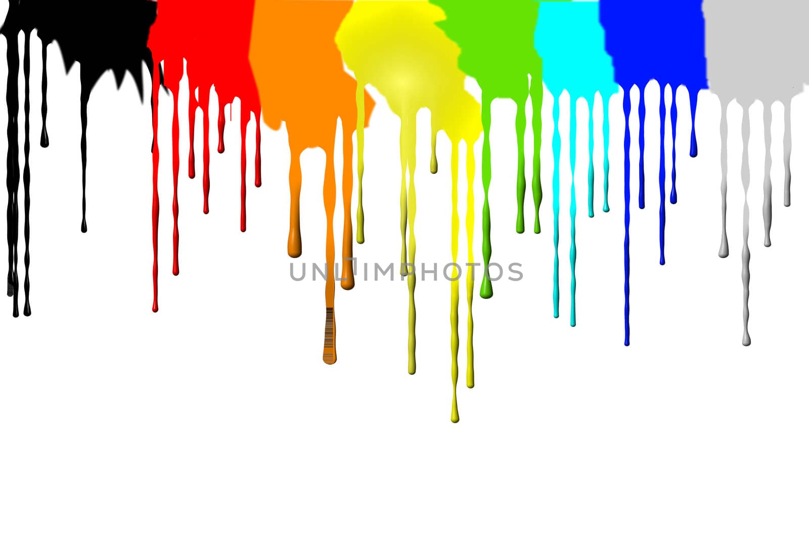 The flow of paint on a white background