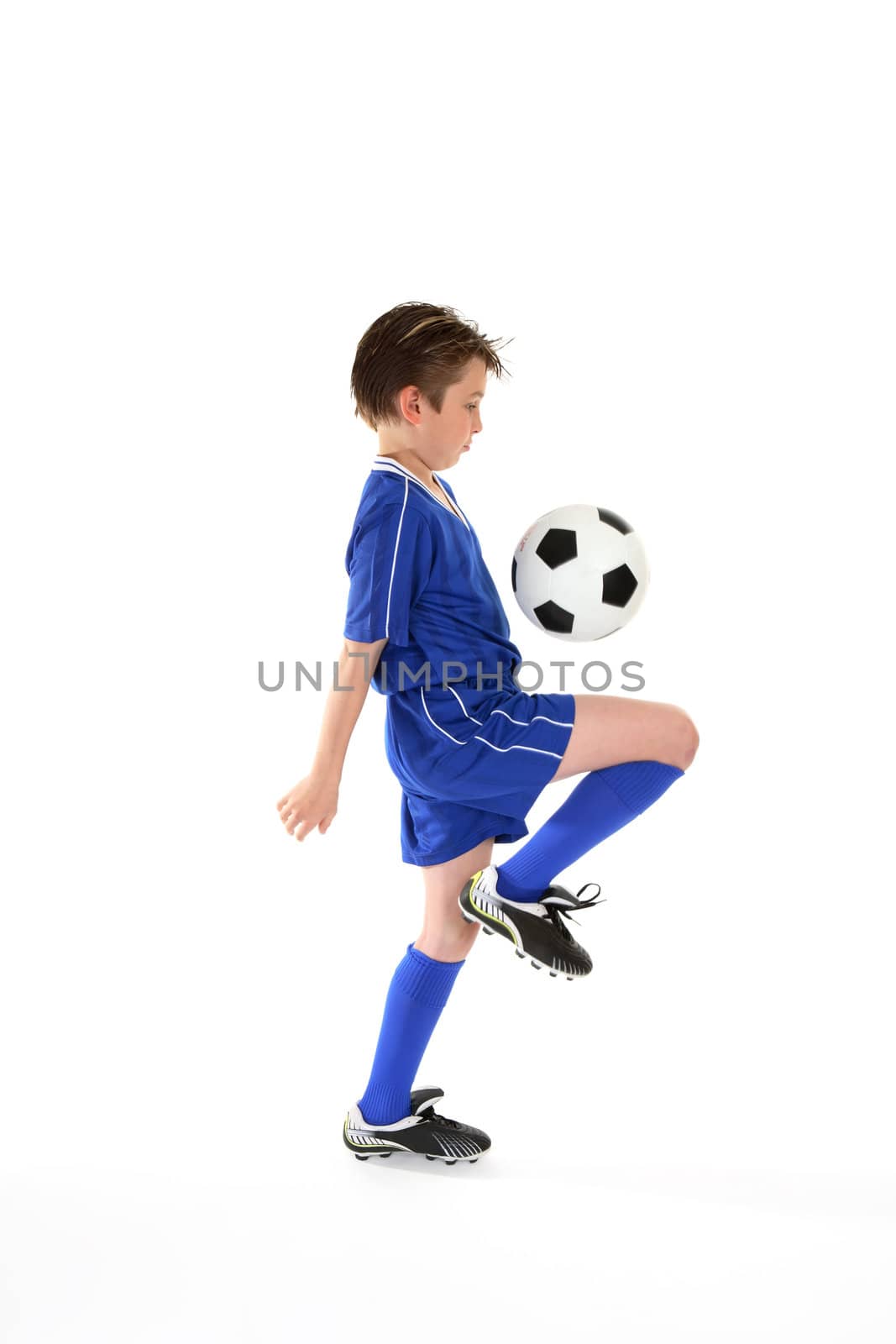 Learning ball control by practicing various soccer skills. Slight motion to foot and ball