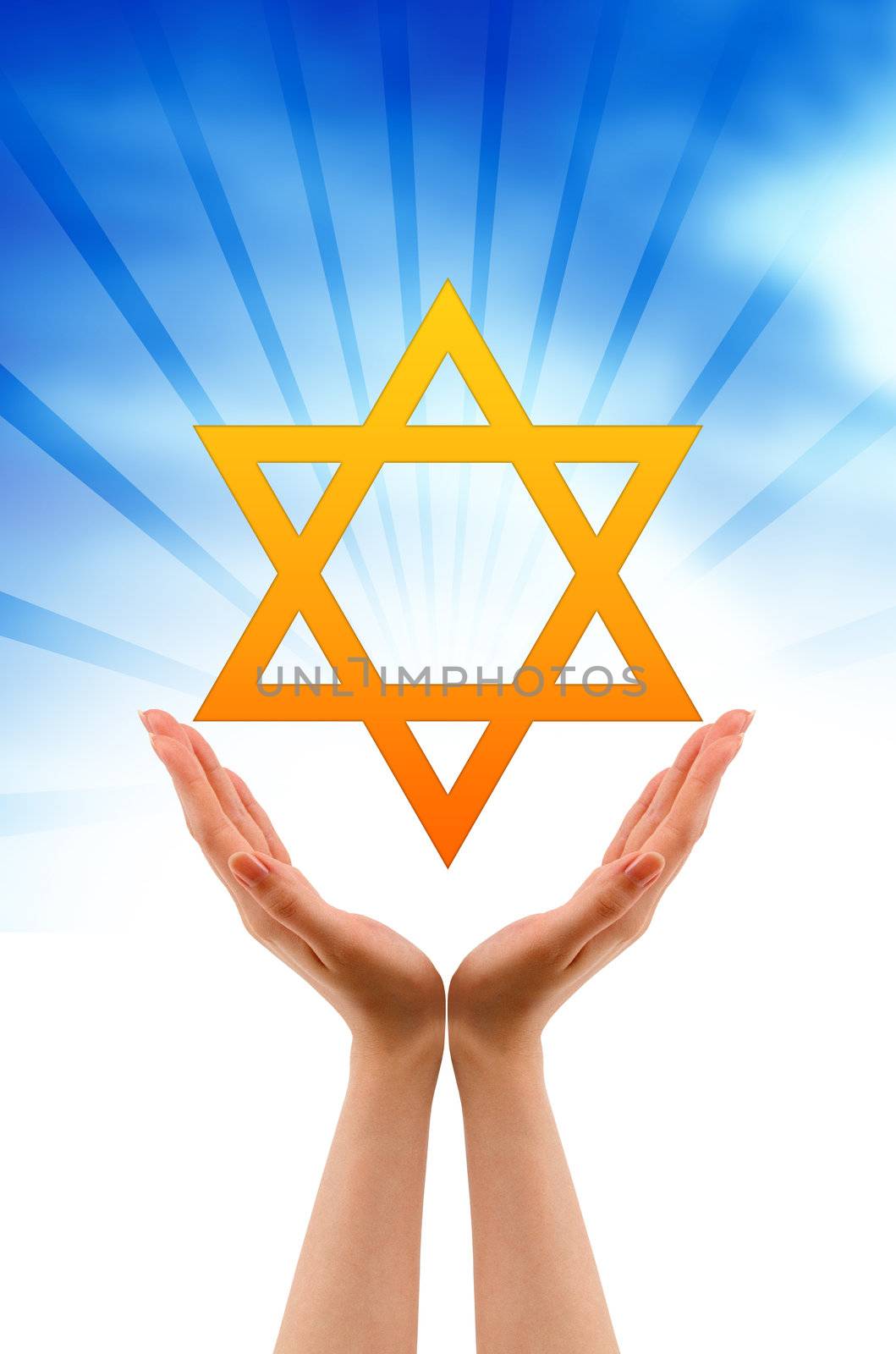 Hand holding a Jewish Star  by kbuntu