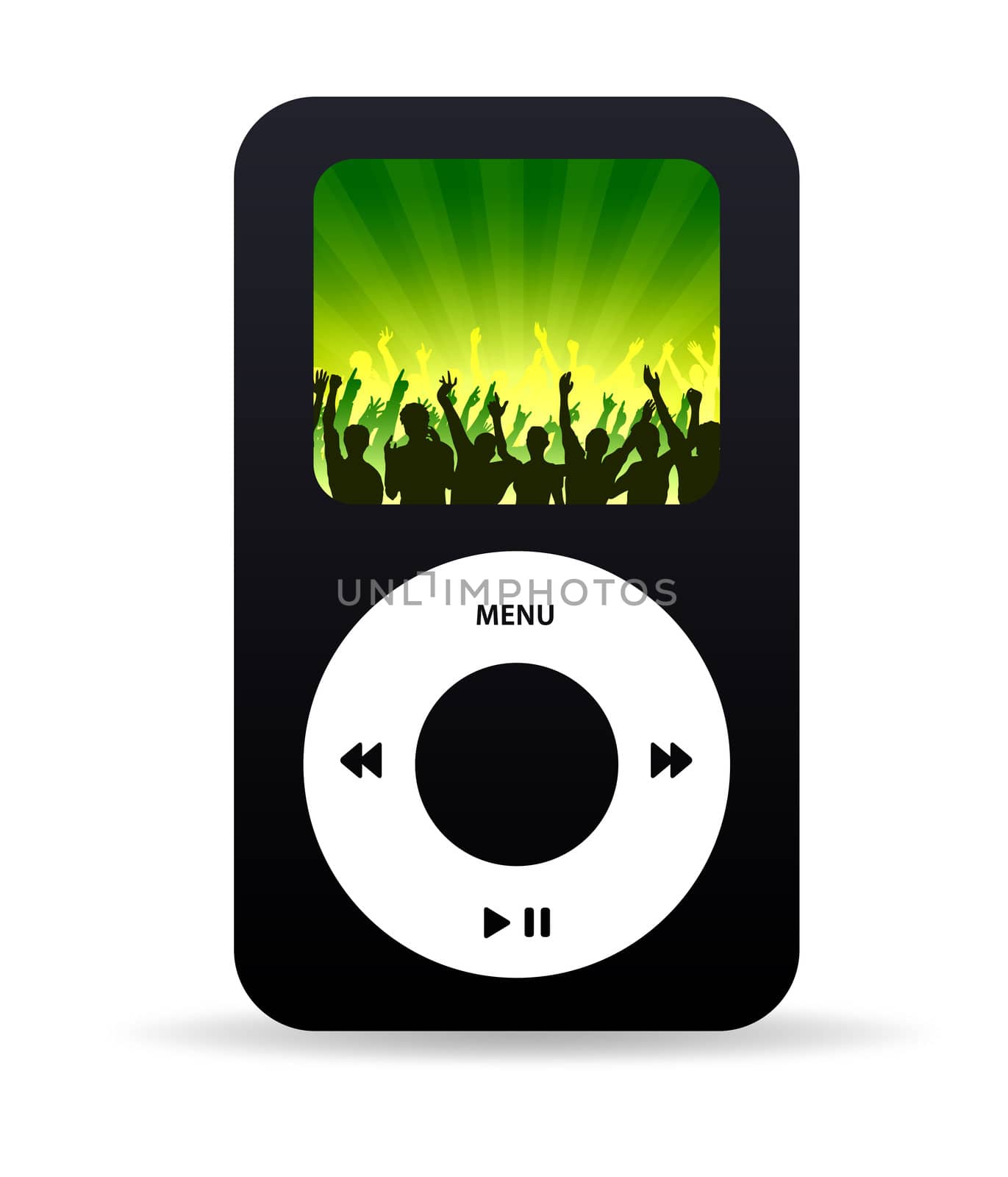 High resolution music player with crown dancing wallpaper.