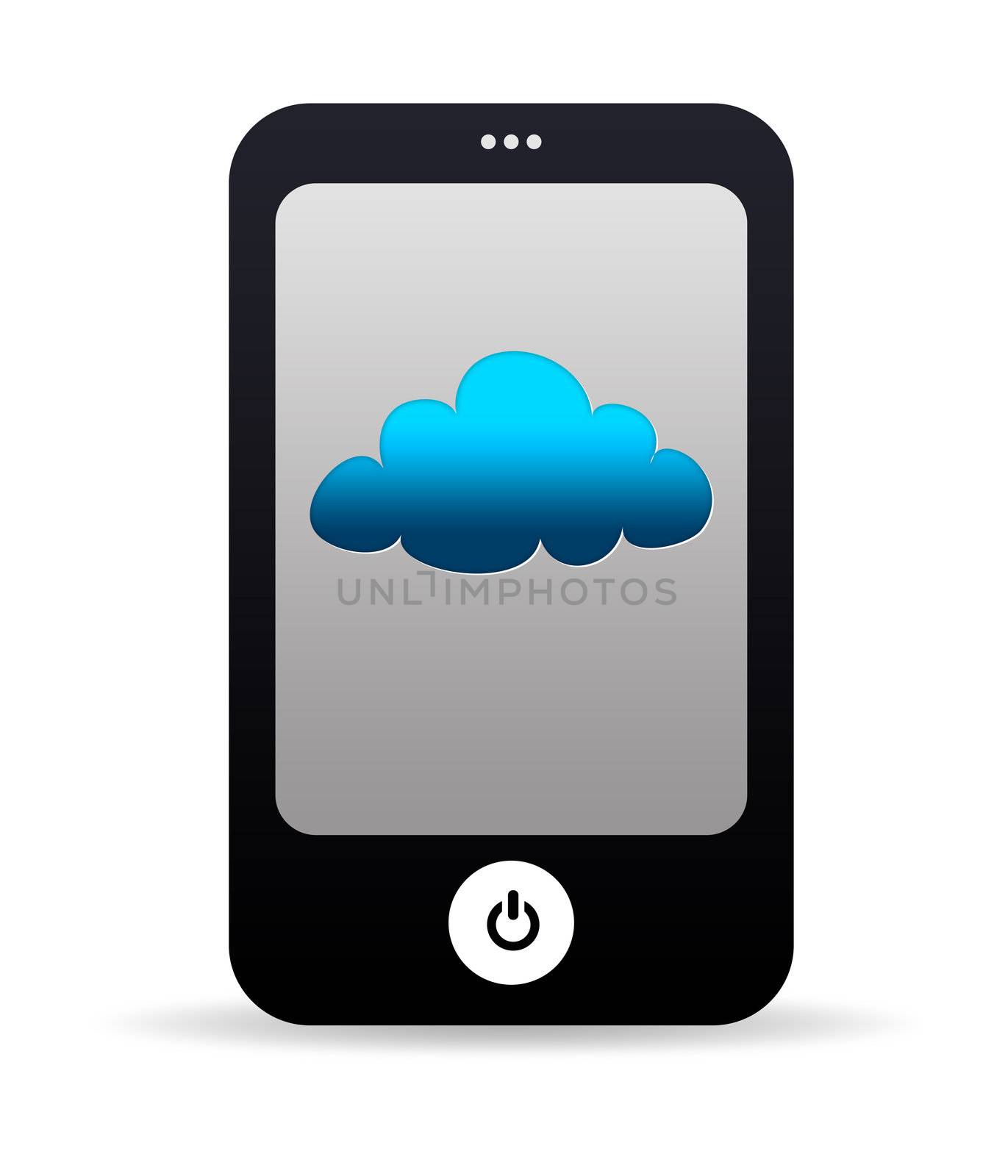 High resolution cell phone graphic with cloud icon.