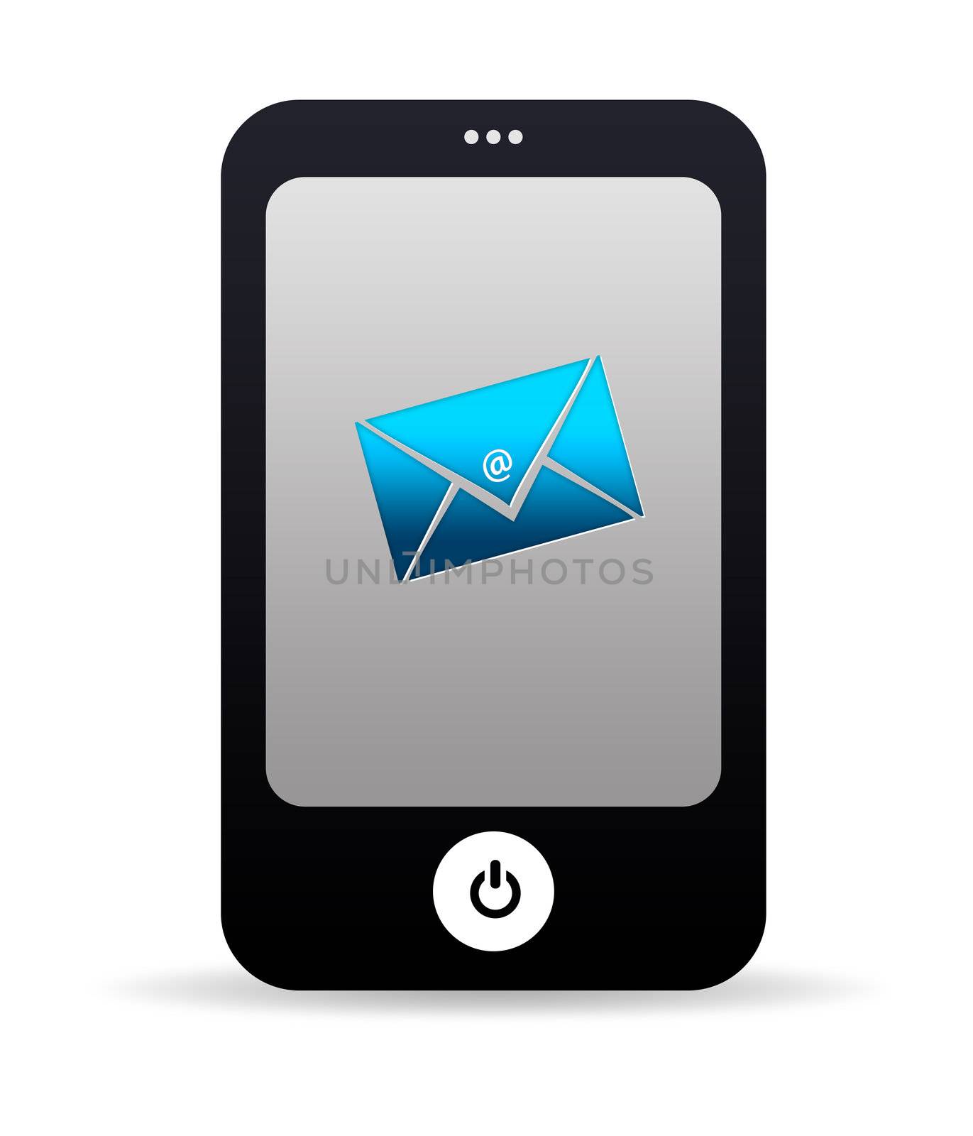 High resolution Mobile phone graphic with an envelope icon. 