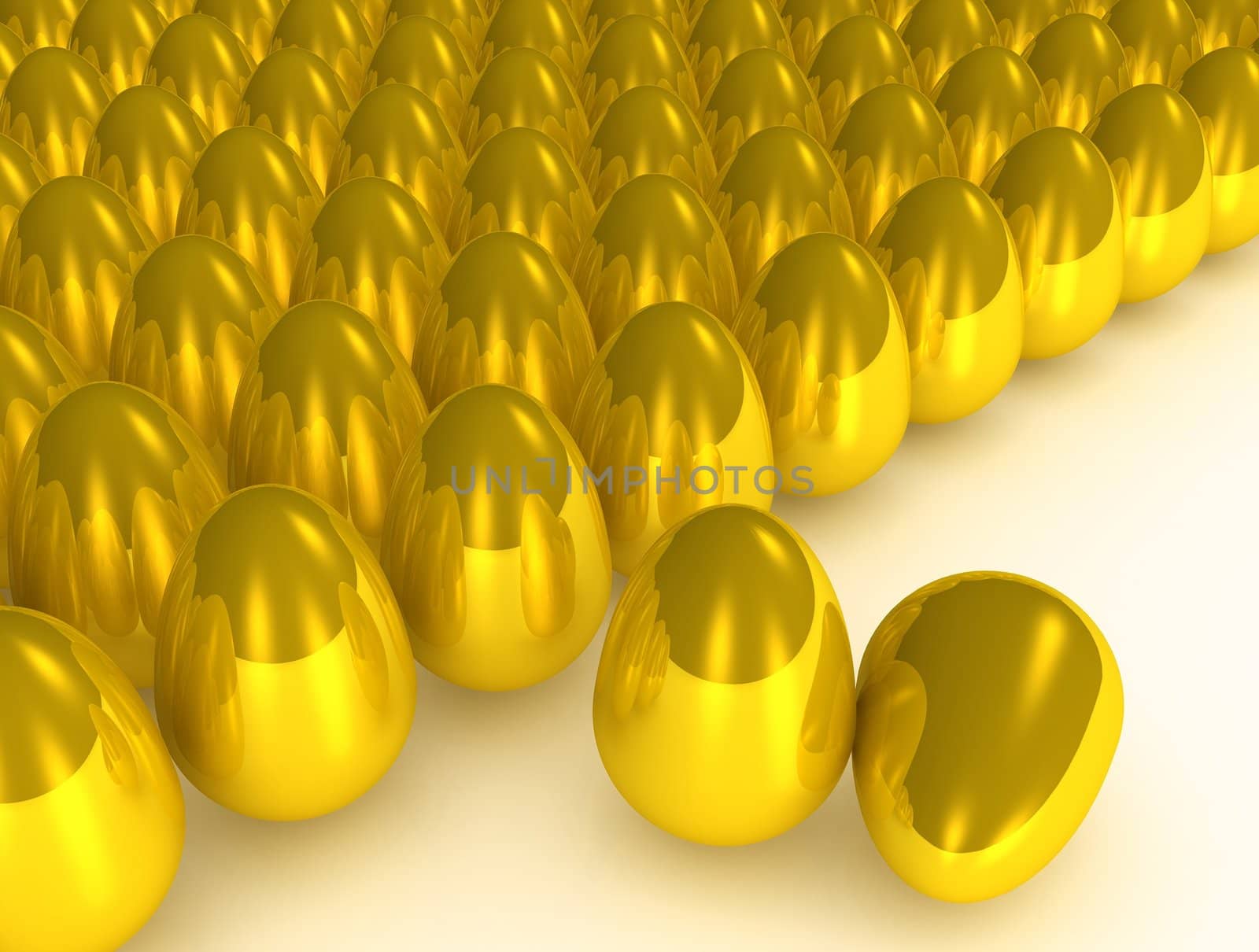 Concept of many golden eggs
