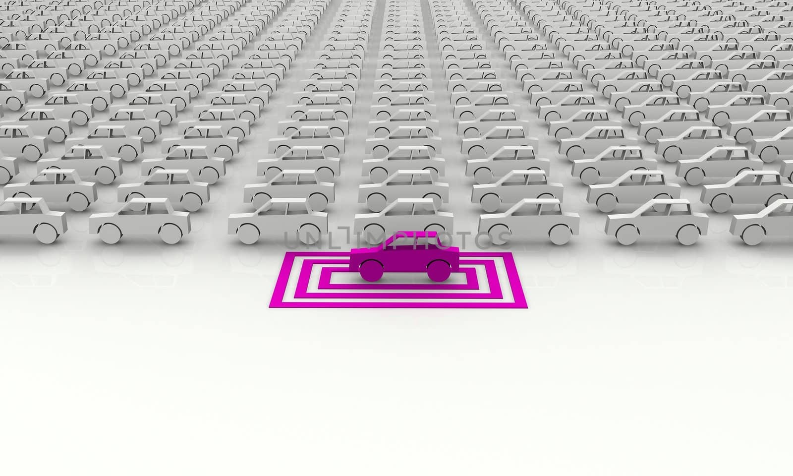 Car concept - pink car targeted in squares.