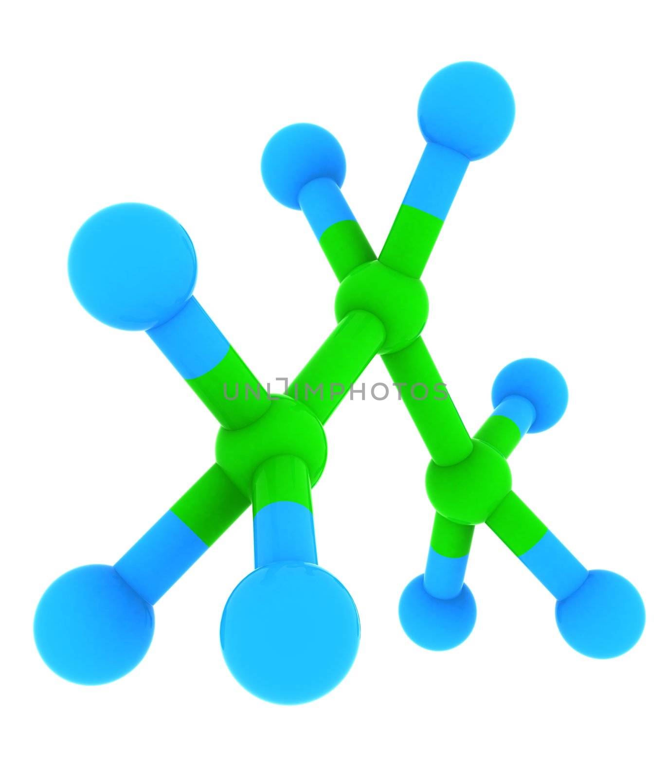 Isolated 3d model of propane - C3H8 molecule
