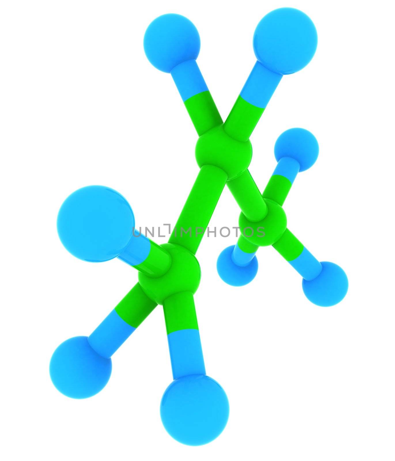 Isolated 3d model of propane - C3H8 molecule
