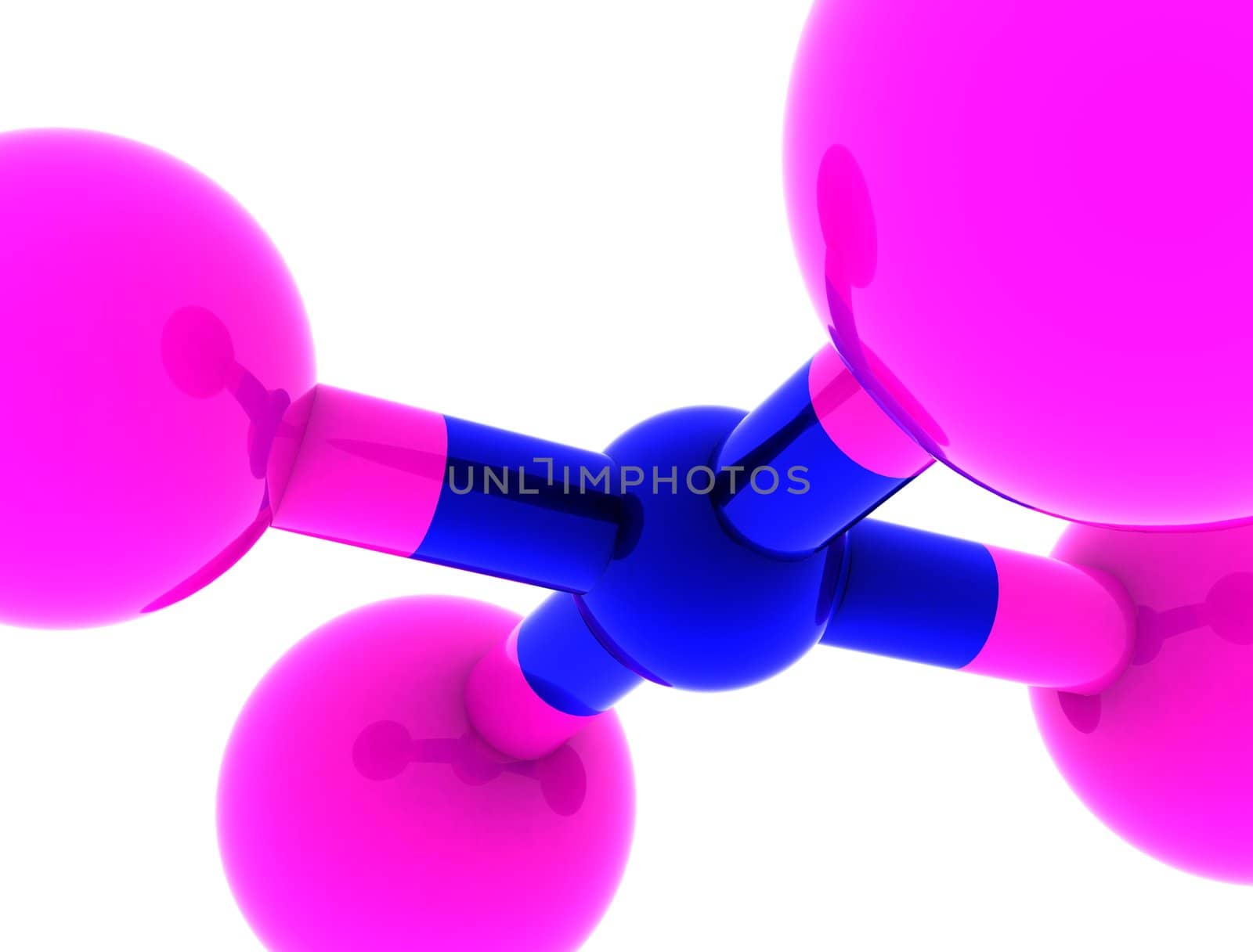 Abstract scientific molecular rendering in pink & blue color.
