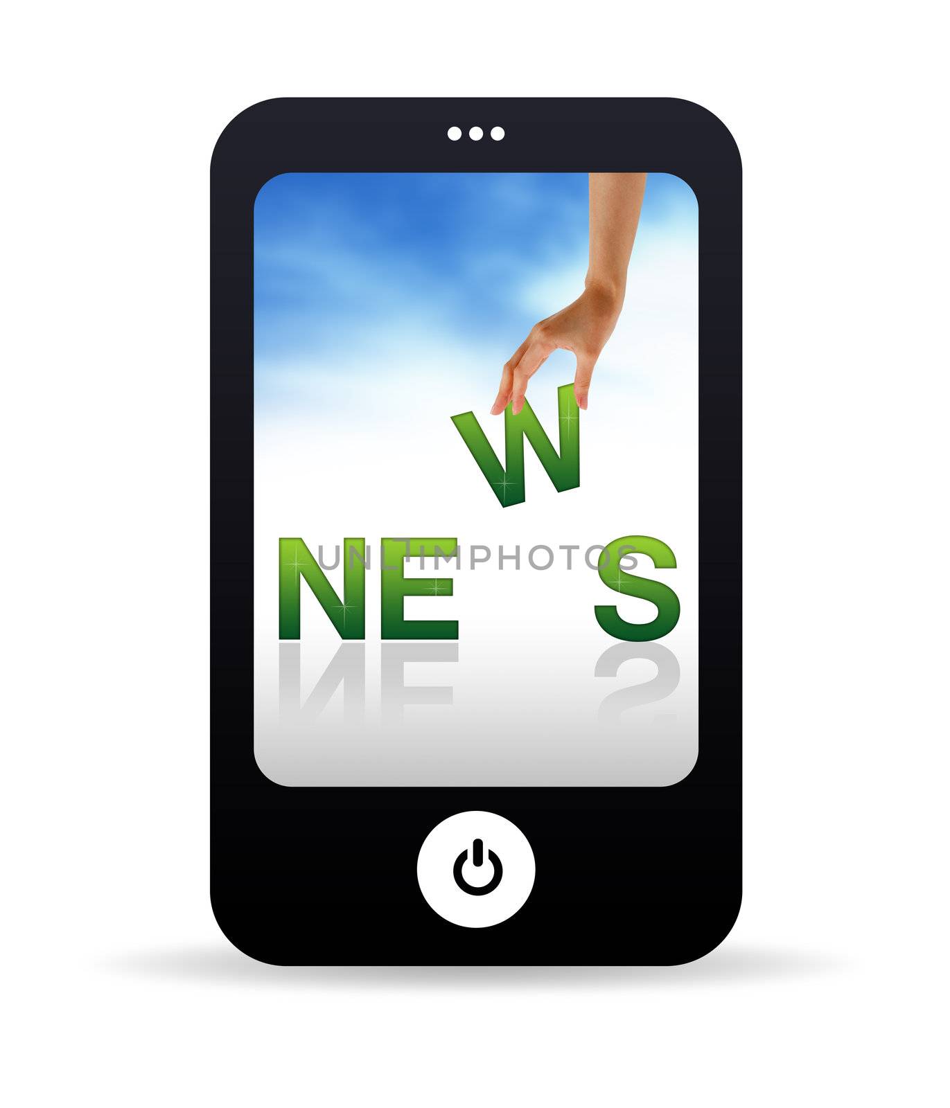 High resolution Mobile phone graphic with the word news