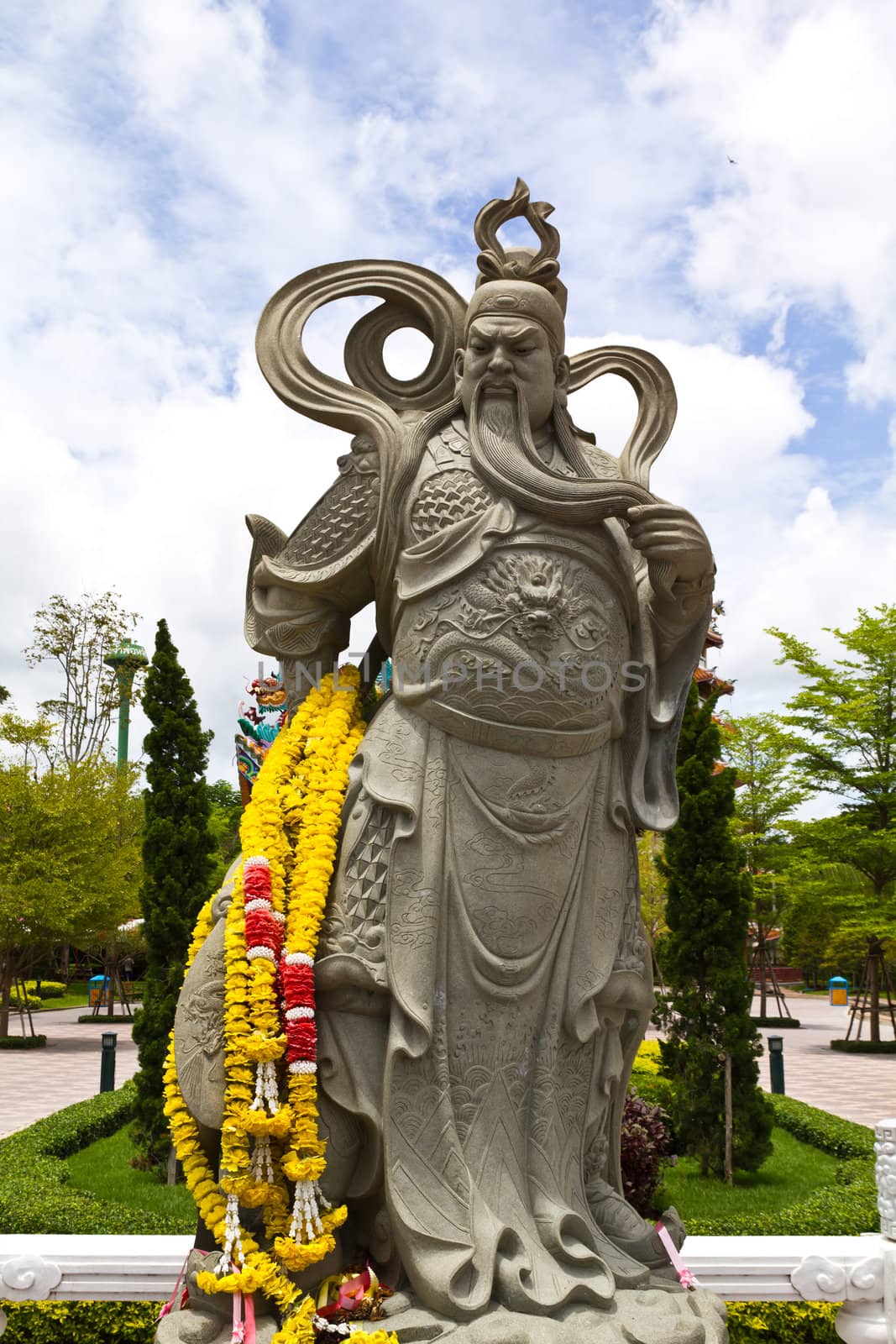 Kuan Yu stone carving art of design in chinese temple