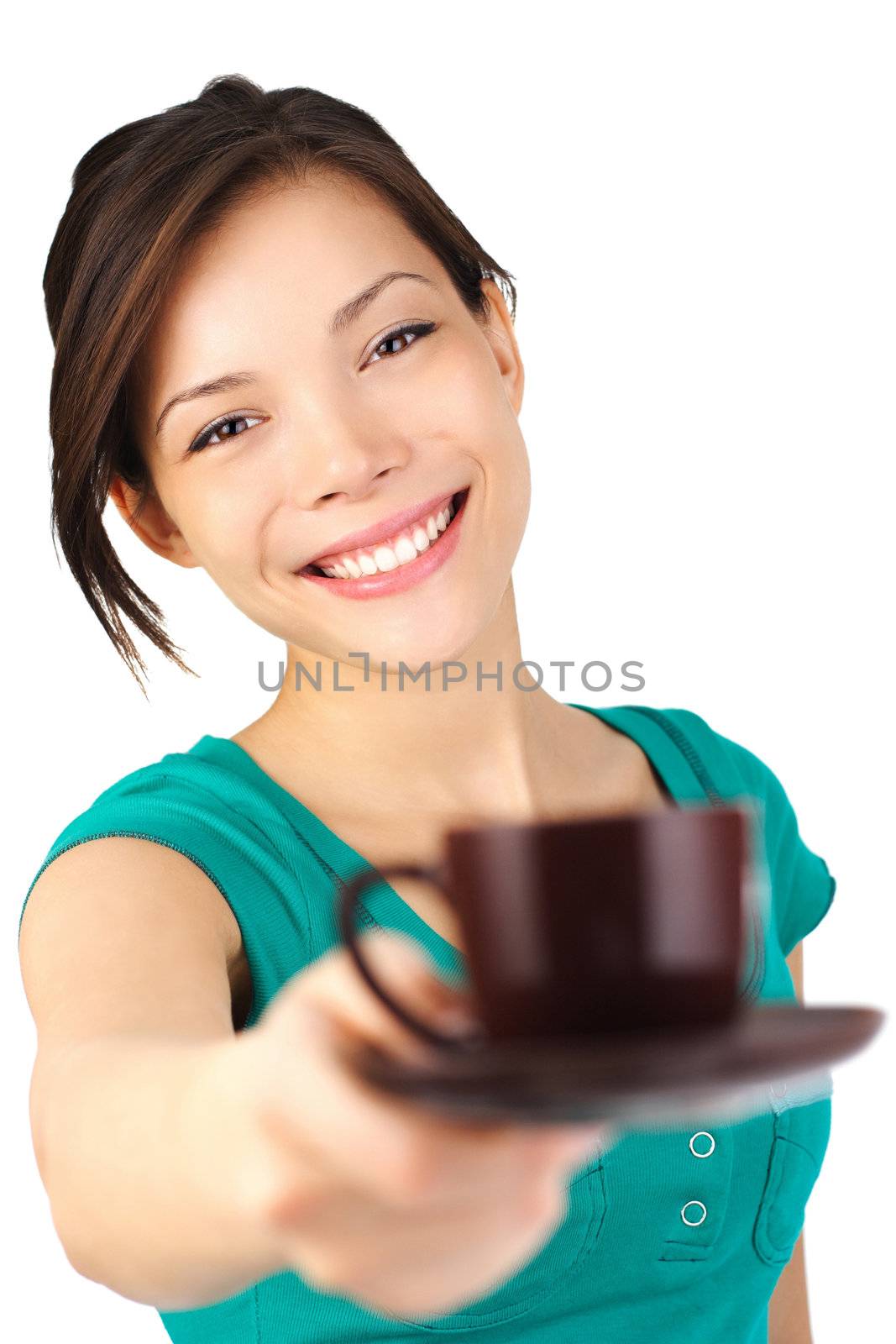 Woman serving coffee by Maridav