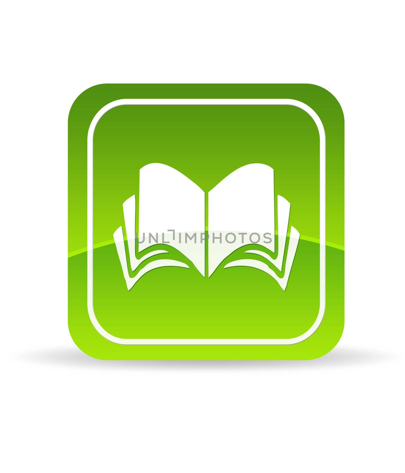 High resolution green book icon on white background.