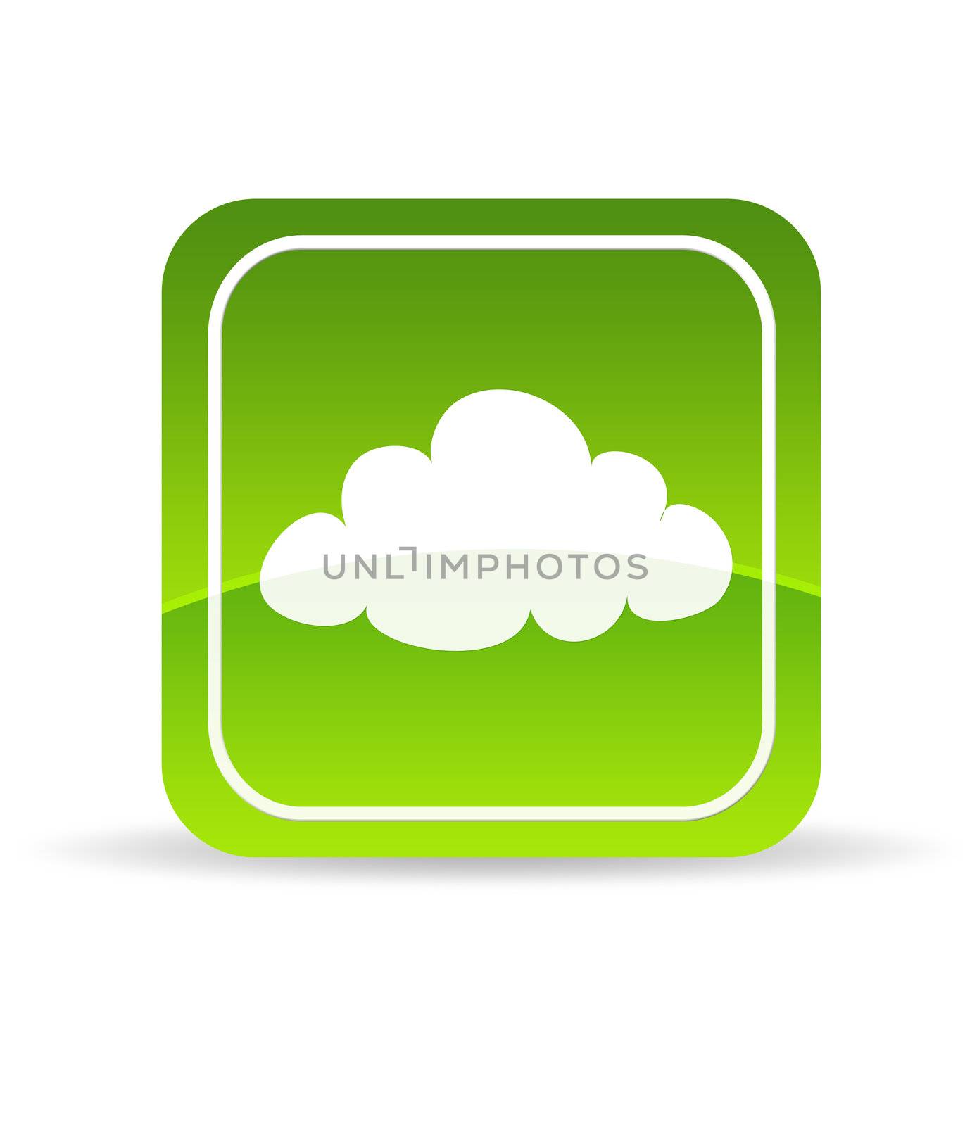 High resolution green cloud computing icon on white background.
