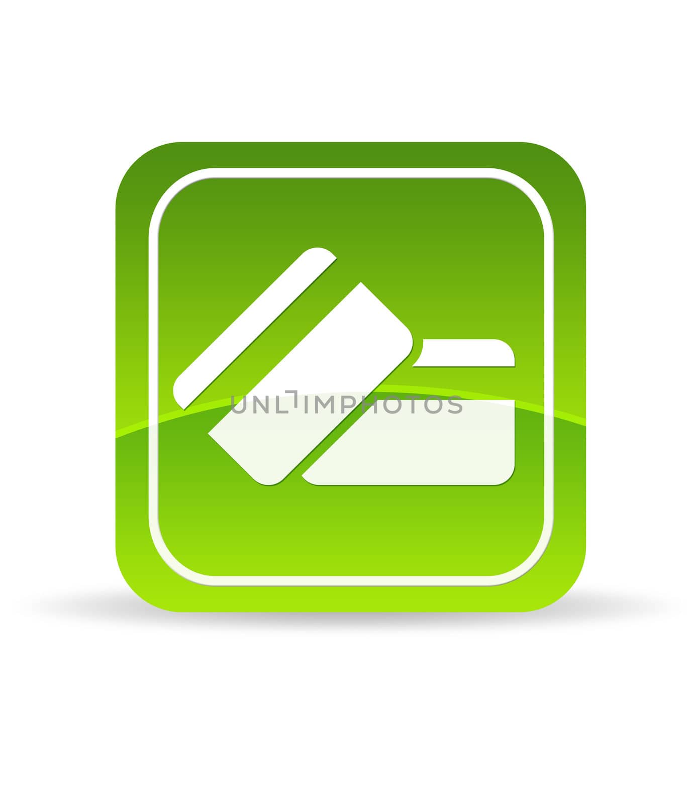 High resolution green credit debit card icon on white background.