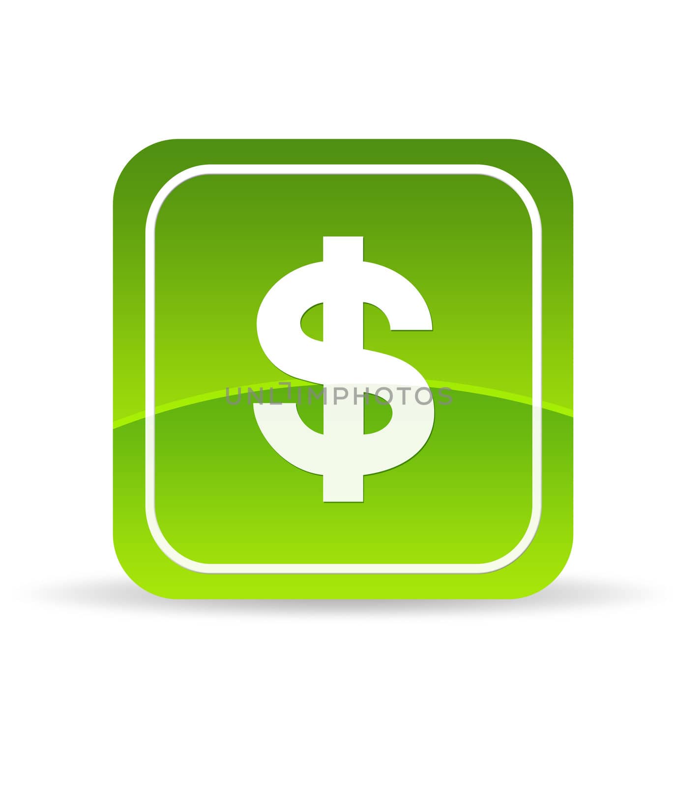 High resolution green dollar icon on white background.