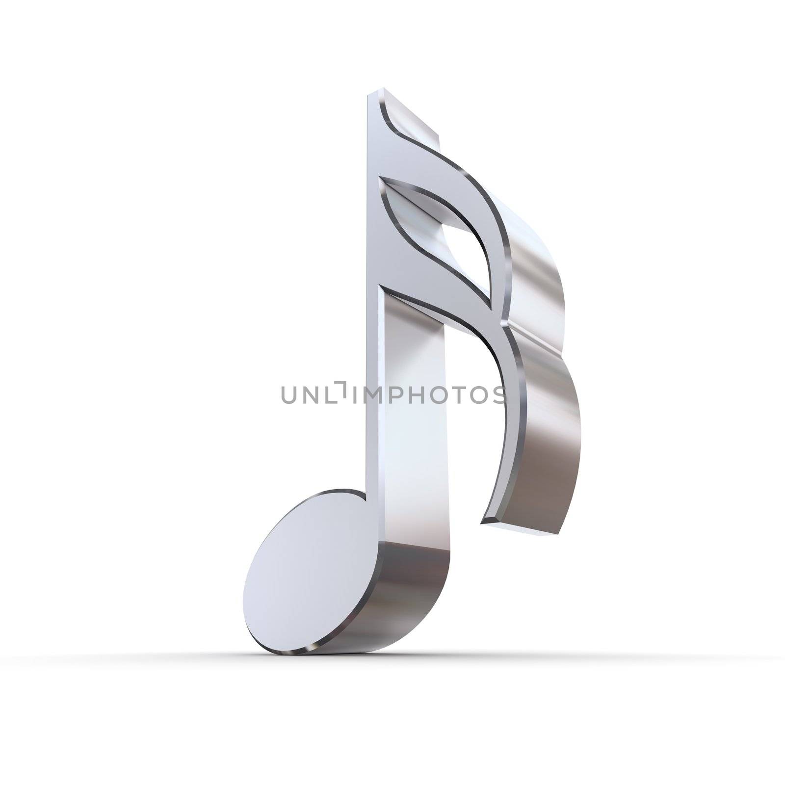 shiny 3d sixteenth/semiquaver note made of silver chrome