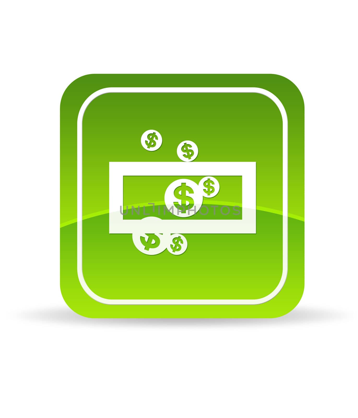 High resolution green save money icon on white background.