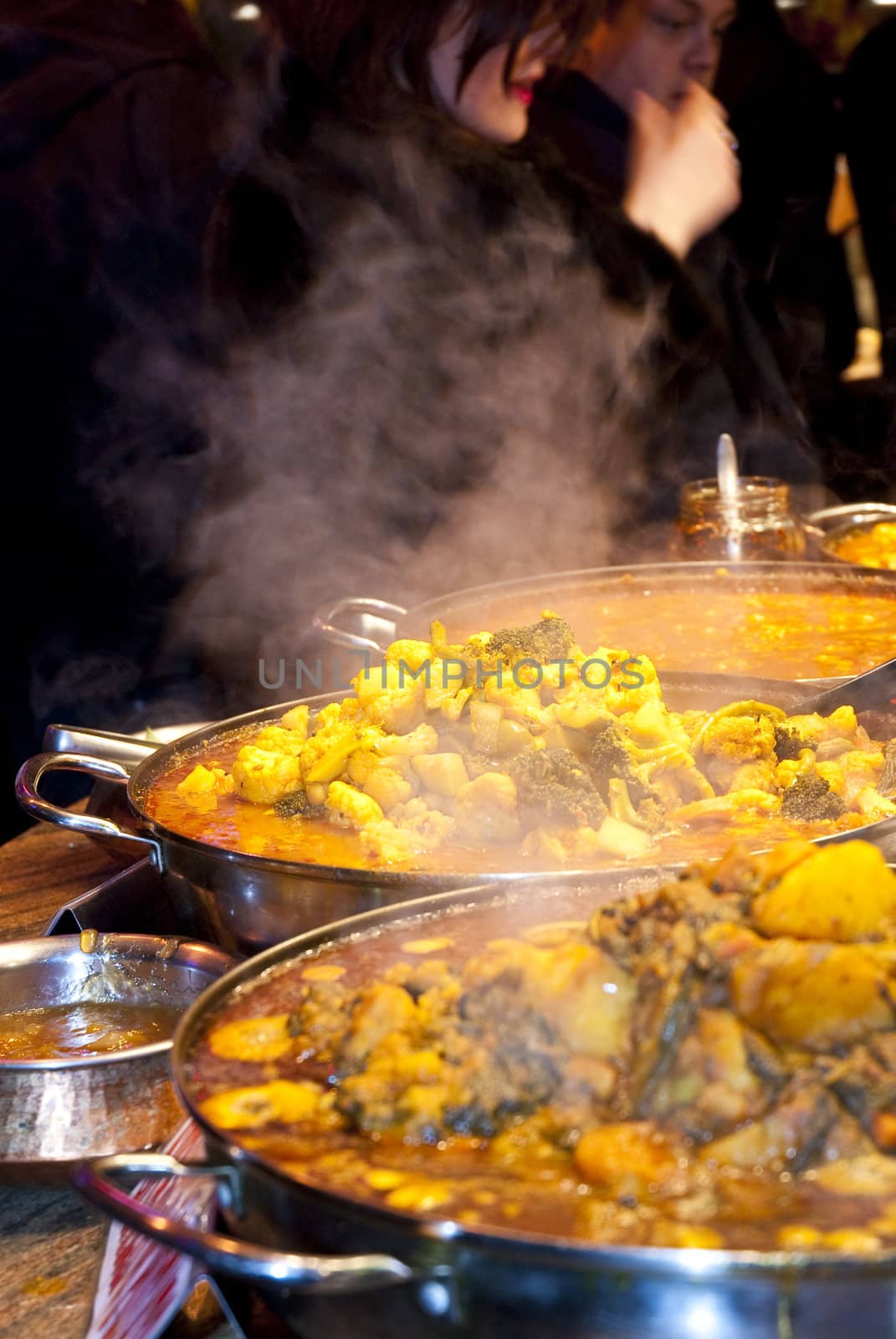 LONDON - DECEMBER 06: Detail of world cuisine being served in the Stables Market, part of Camden Town Market  December 06, 2009 in London, England.