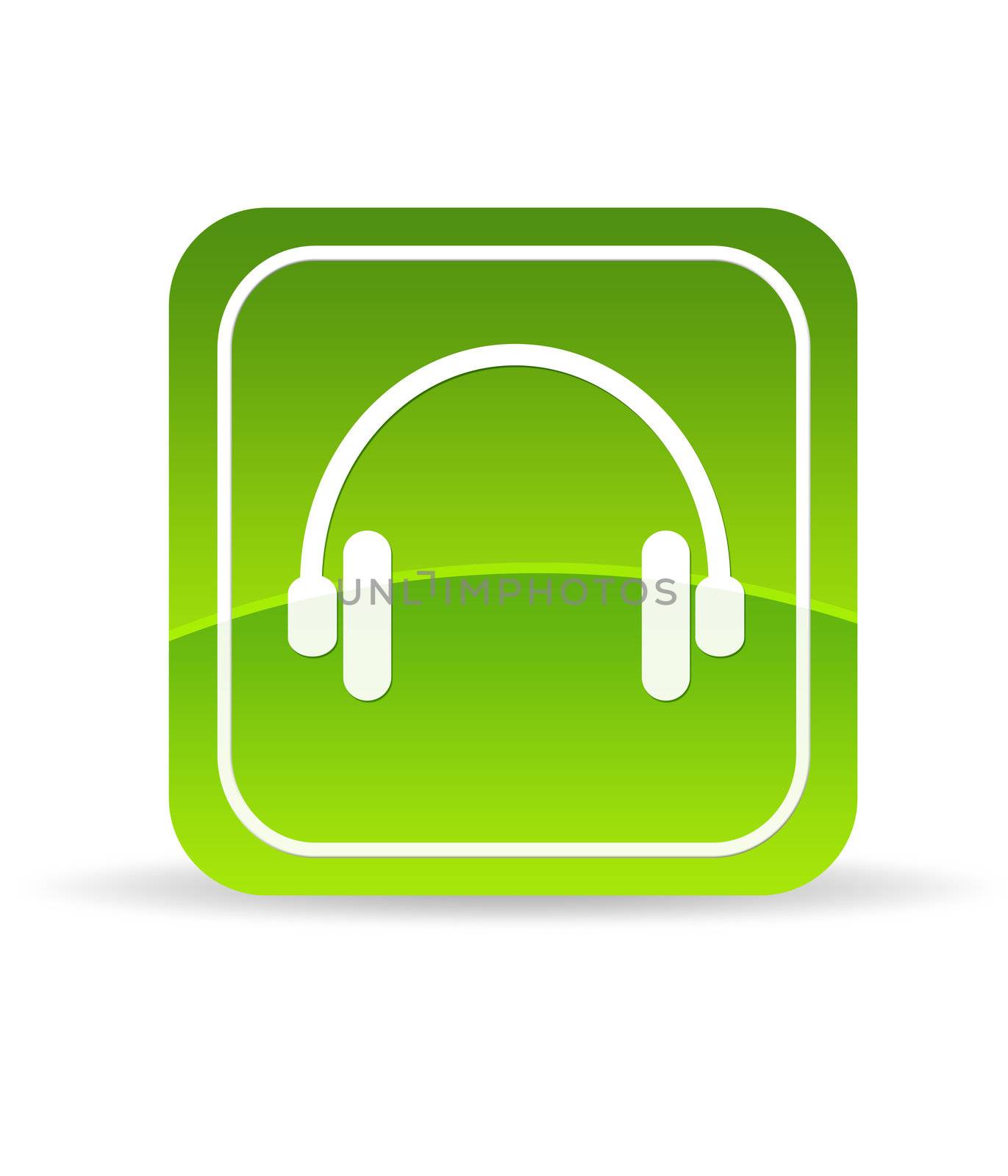 High resolution green headphones icon on white background.