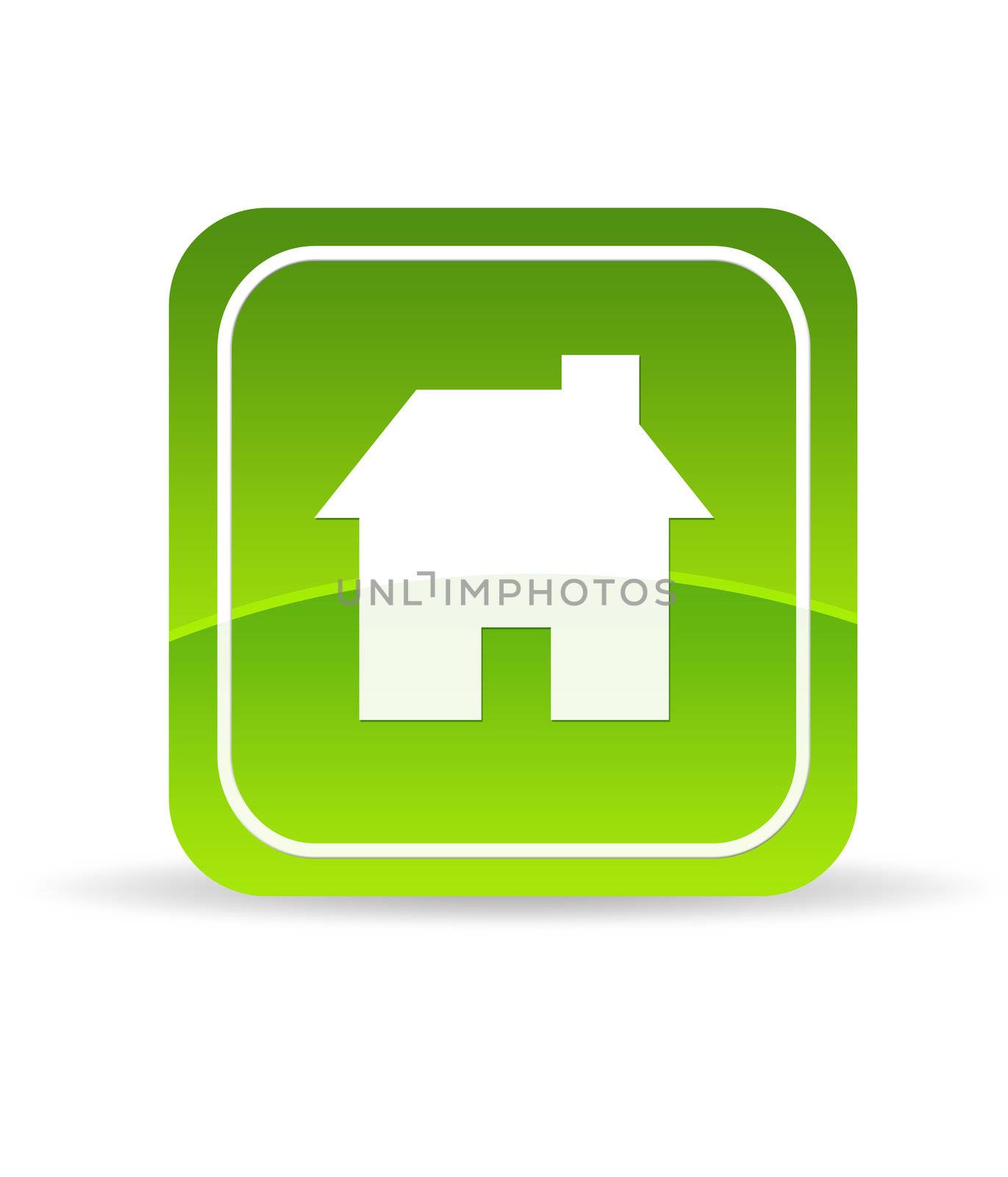 High resolution green home icon on white background.