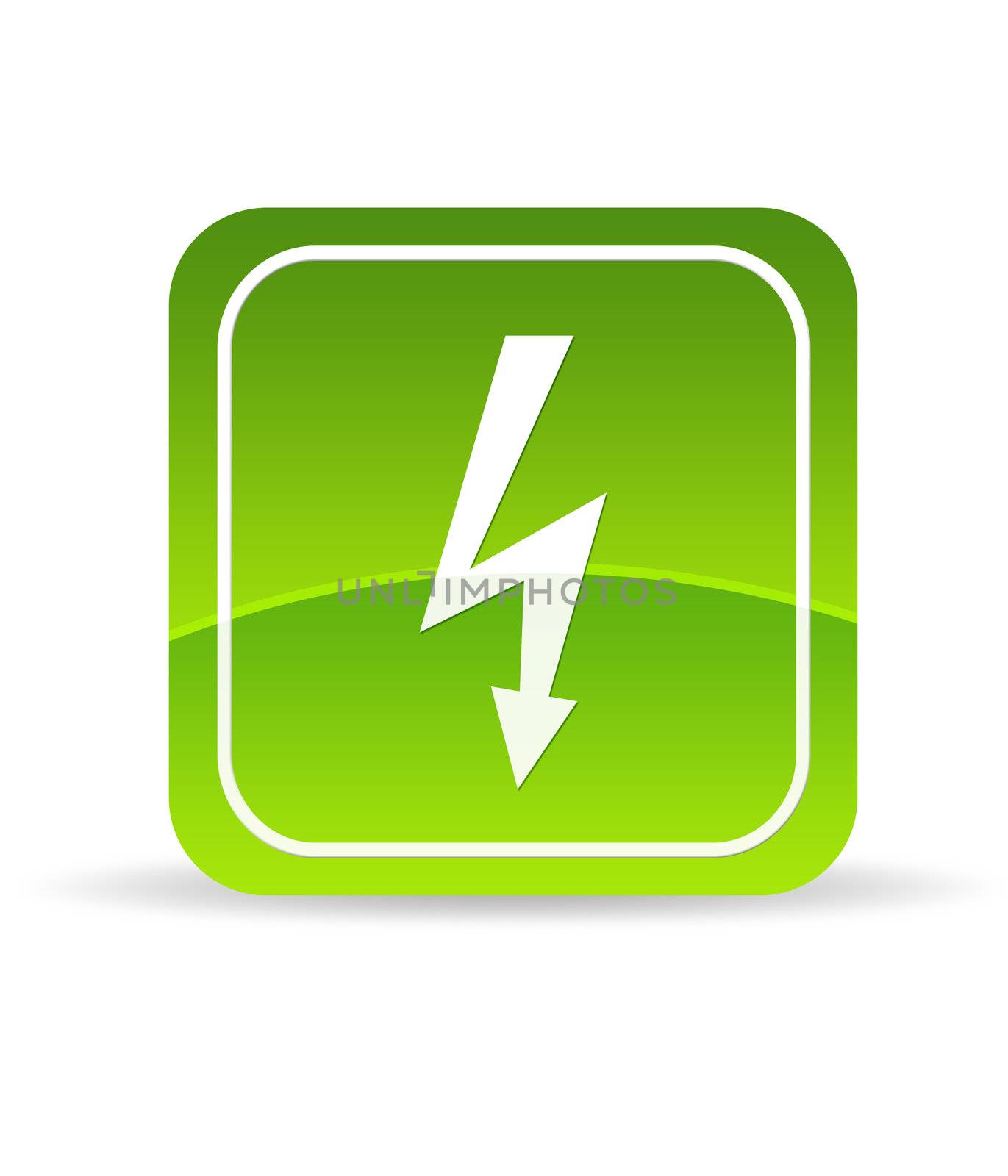 High resolution green lightning bolt icon on white background.